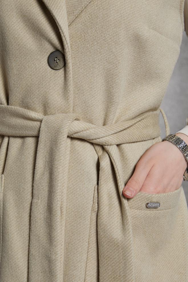 Vêtements hijab BEIGE GILET CEINTURÉ 45303 - ALVİNA