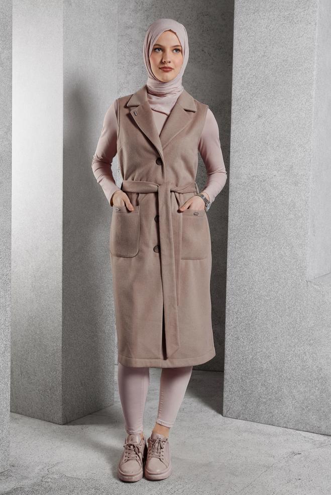 Tesettür giyim KUM 45303 8548 YELEK 40-46 TEK 38 - ALVİNA