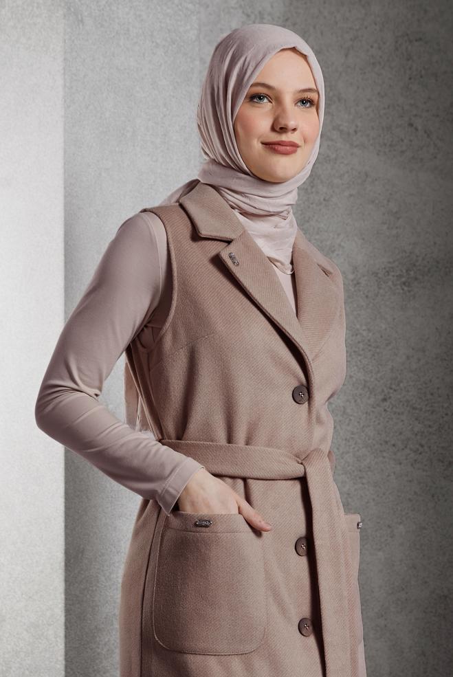Tesettür giyim KUM 45303 8548 YELEK 40-46 TEK 38 - ALVİNA