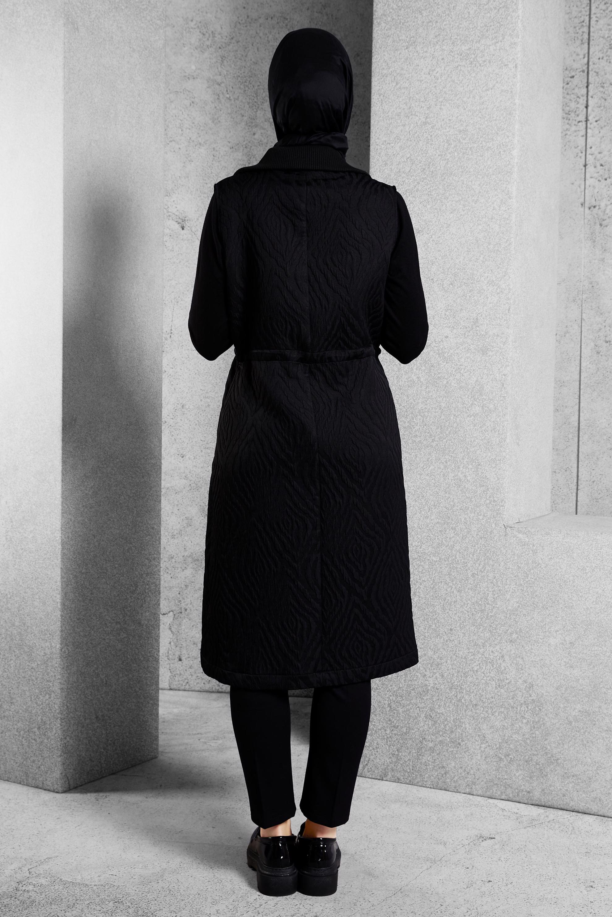 Vêtements hijab NOIR GILET À TAILLE FUMÉE 45304