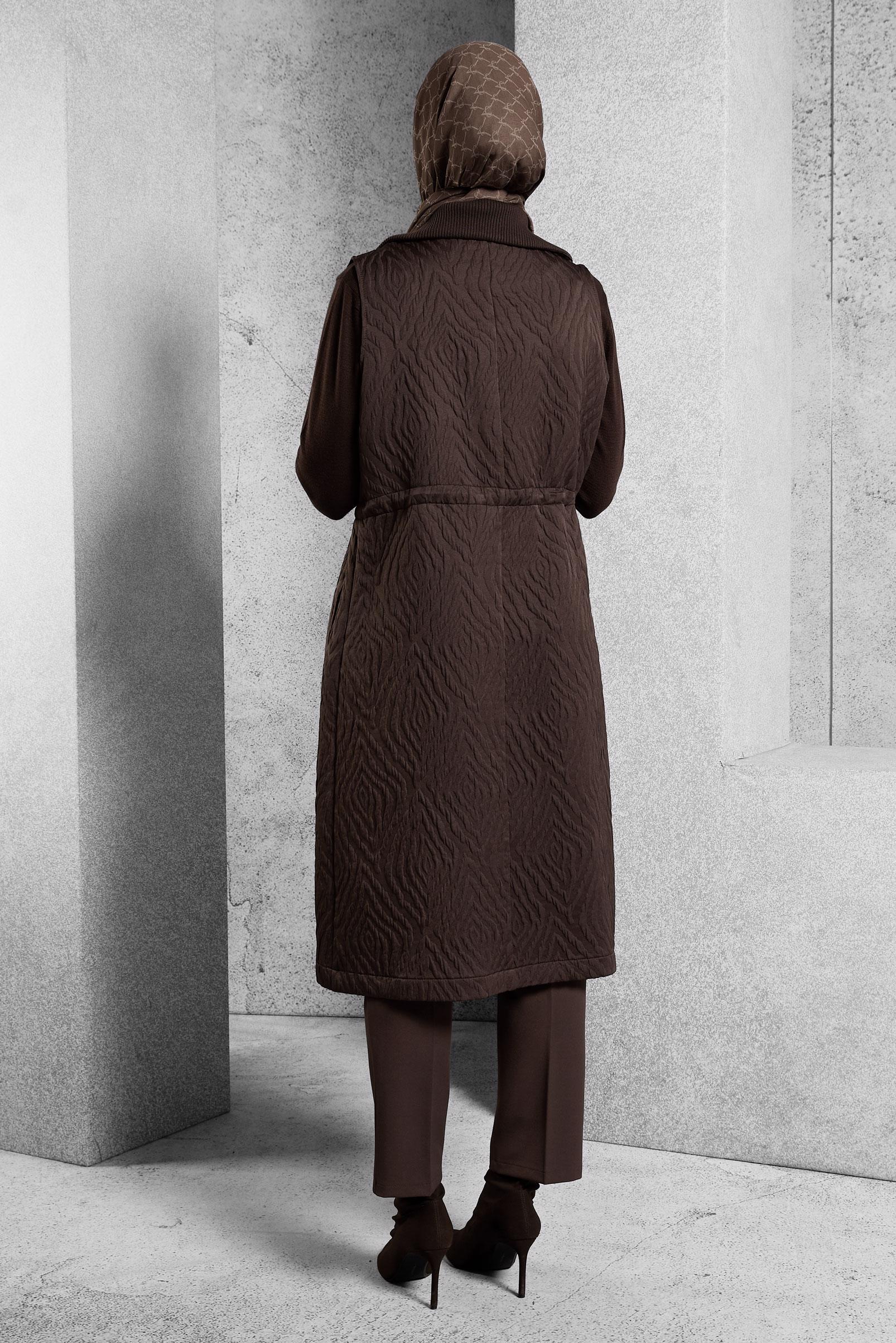 Vêtements hijab BRUN GILET À TAILLE FUMÉE 45304
