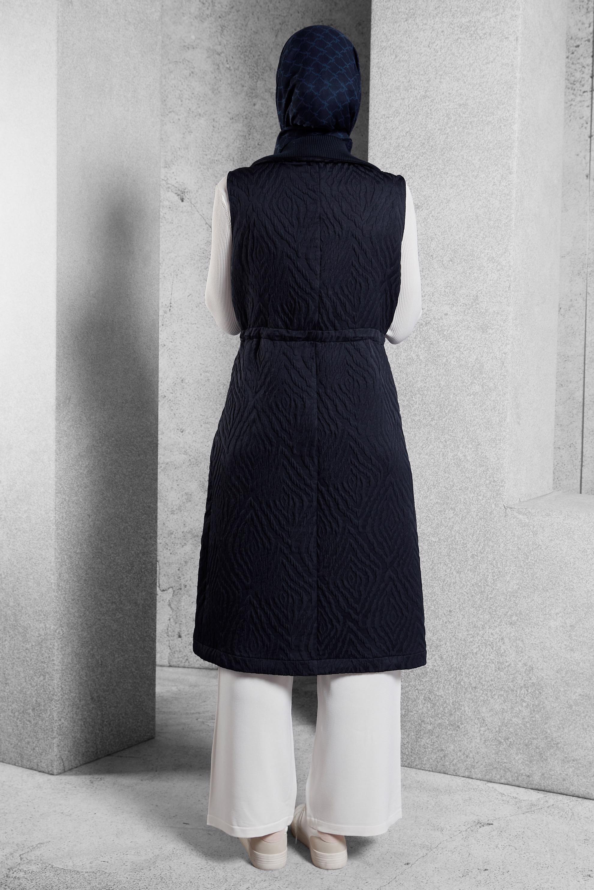 Vêtements hijab BLEU MARINE GILET À TAILLE FUMÉE 45304