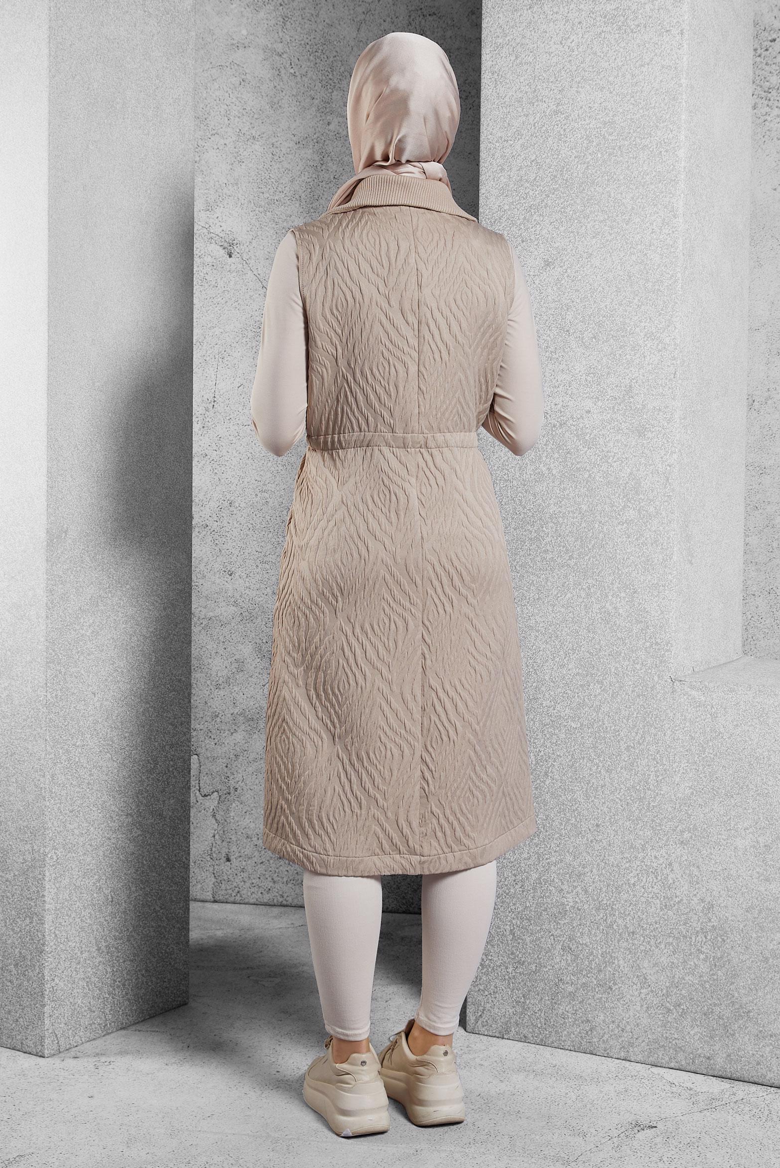 Vêtements hijab BEIGE GILET À TAILLE FUMÉE 45304