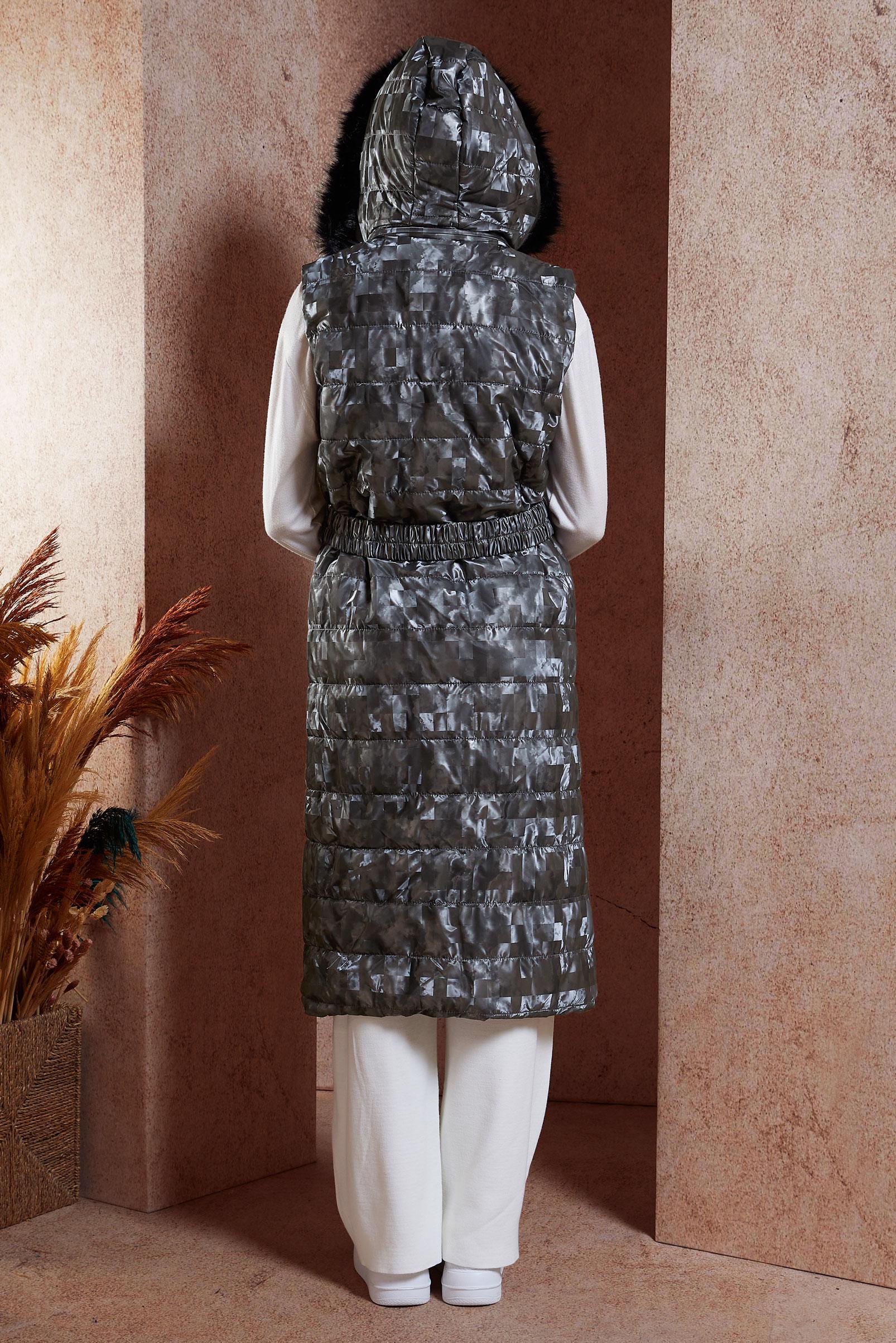 Vêtements hijab GRIS GILET DOUDOUNE CEINTURÉ 90526