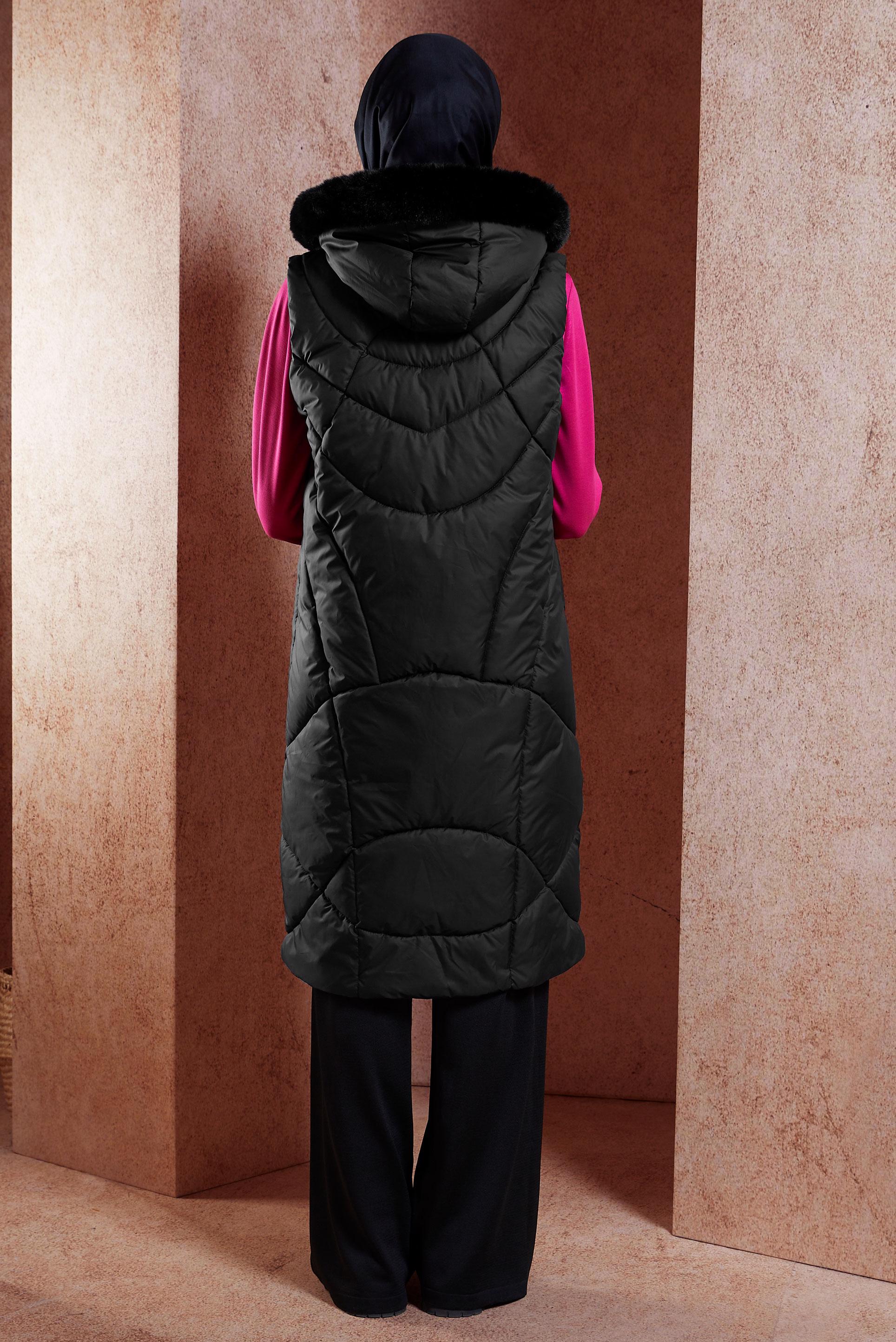 Vêtements hijab NOIR GILET DOUDOUNE À CAPUCHE 90527