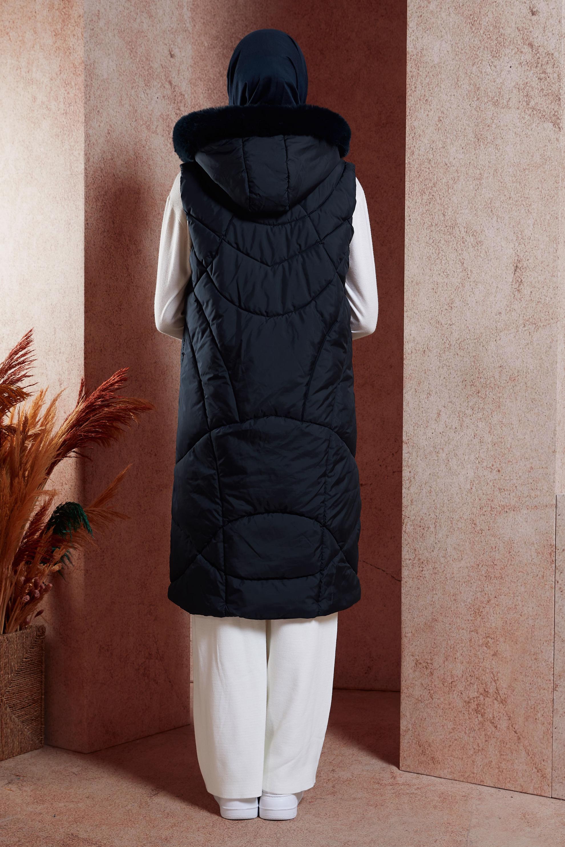 Vêtements hijab BLEU MARINE GILET DOUDOUNE À CAPUCHE 90527