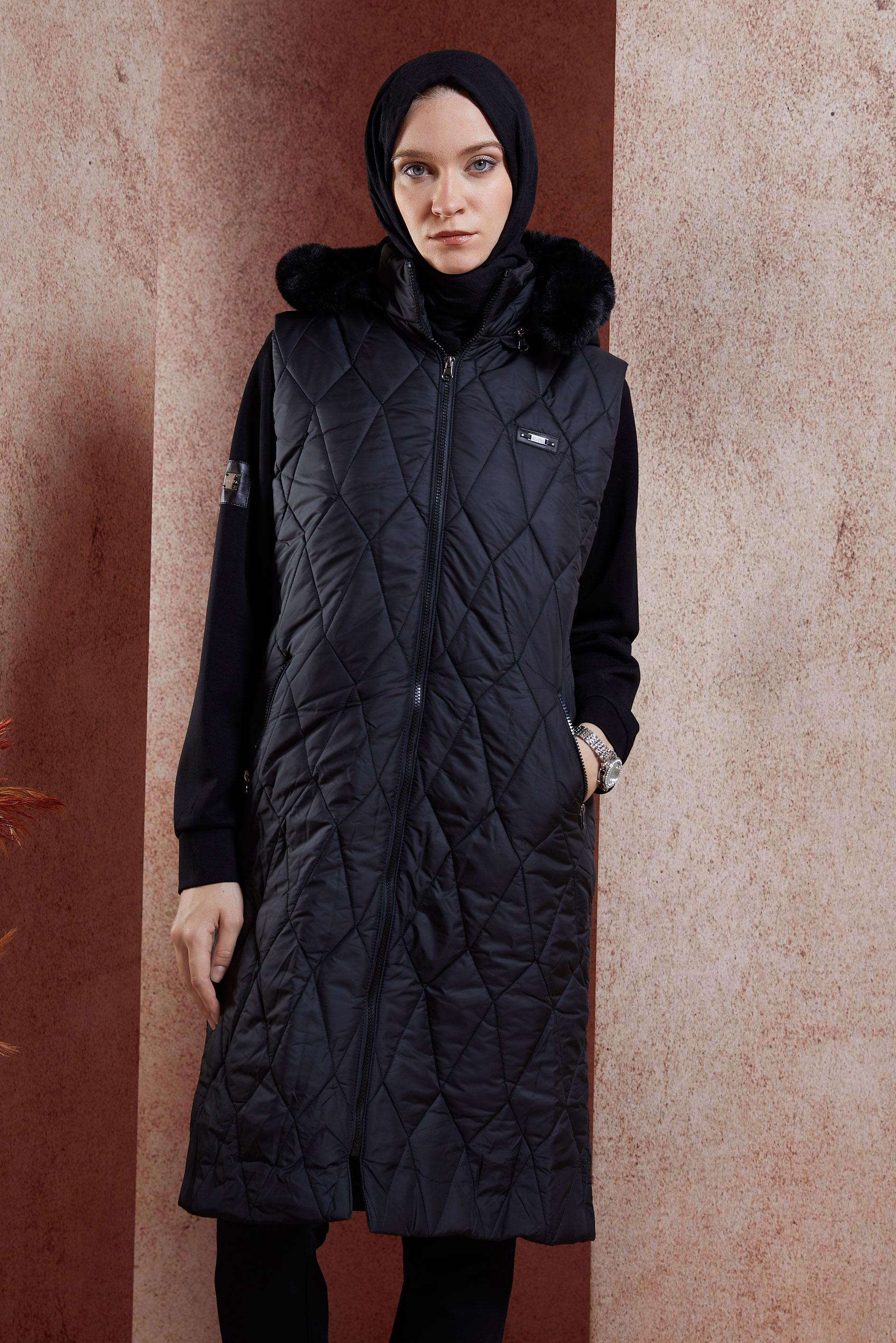 Vêtements hijab NOIR GILET DOUDOUNE À CAPUCHE 90528