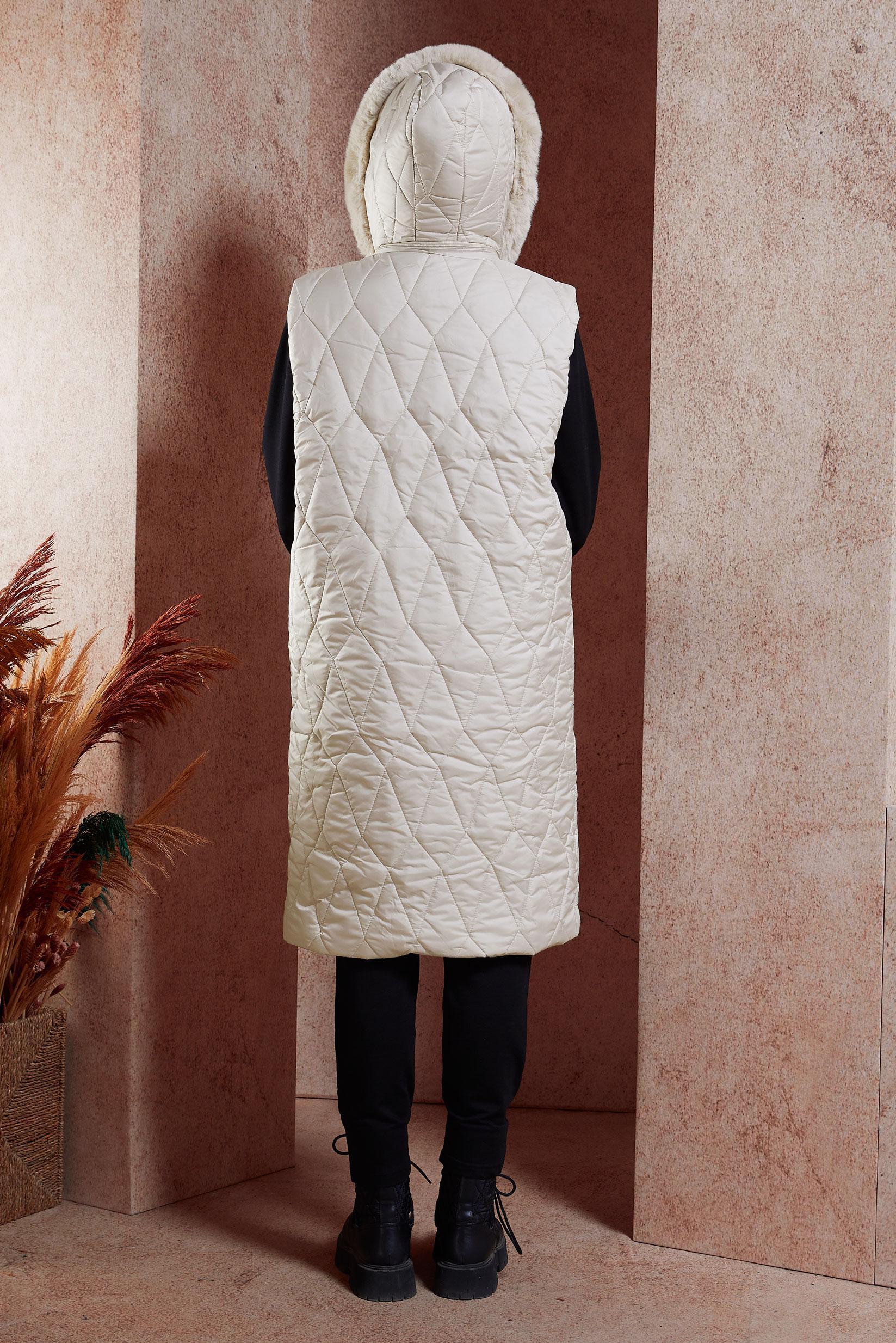 Vêtements hijab BEIGE GILET DOUDOUNE À CAPUCHE 90528