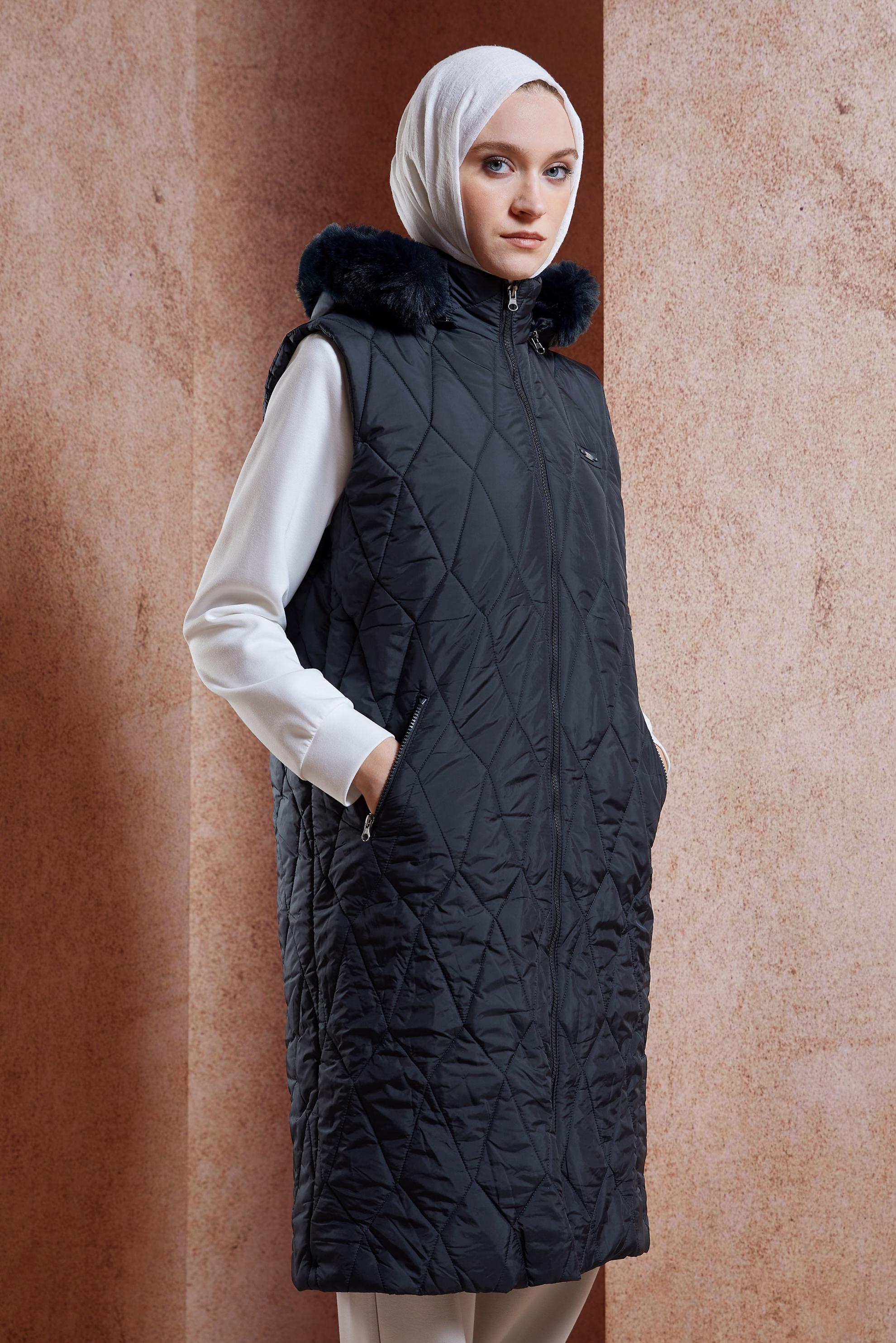 Vêtements hijab BLEU MARINE GILET DOUDOUNE À CAPUCHE 90528