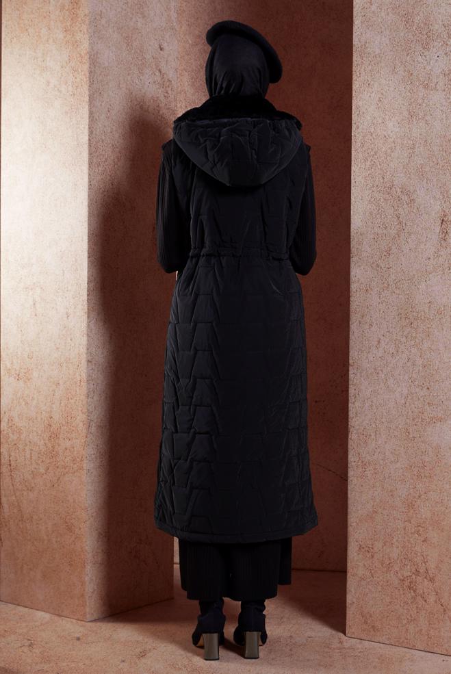 Vêtements hijab NOIR GILET À CAPUCHE 90529 - ALVİNA