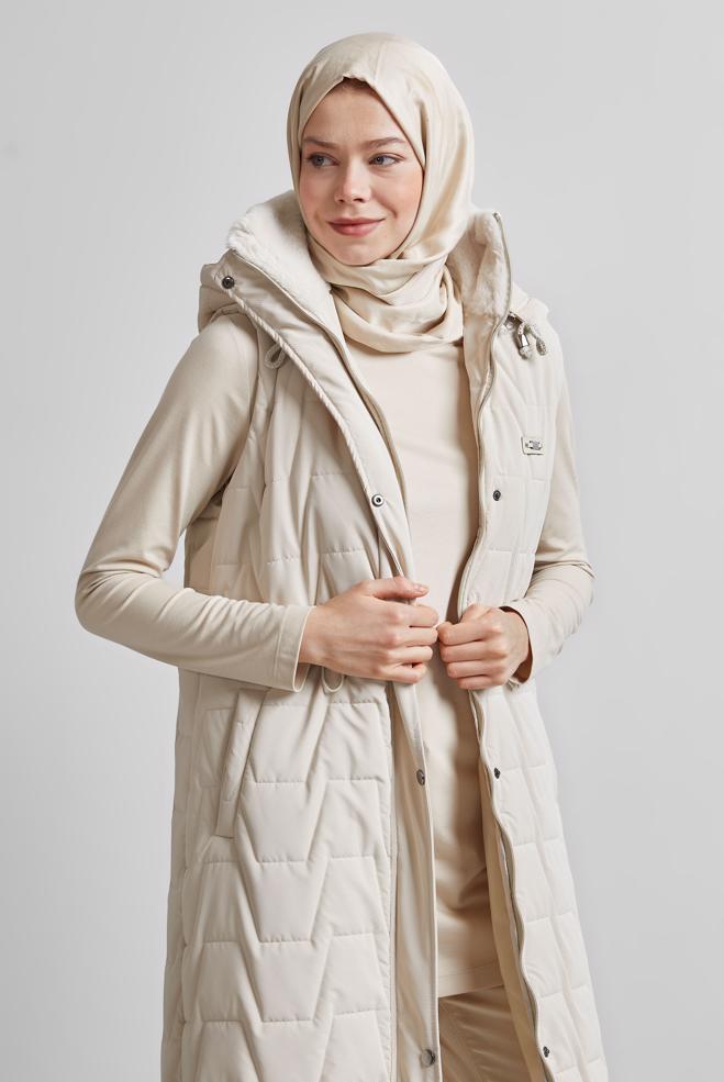 Vêtements hijab BEIGE GILET À CAPUCHE 90529 - ALVİNA
