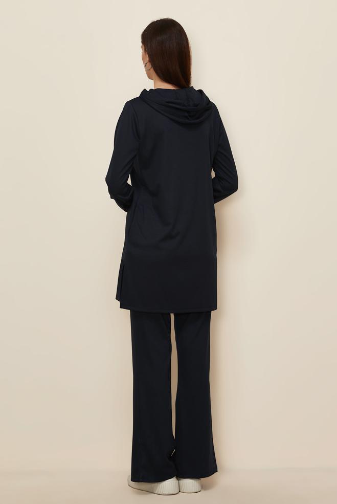 Tesettür giyim GRİ KAPÜŞONLU PANTOLONLU TAKIM 45214-1 - ALVİNA