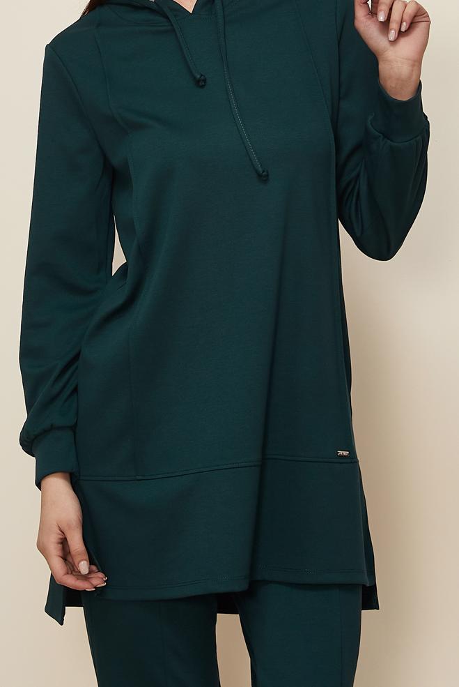 Tesettür giyim YEŞİL KAPÜŞONLU PANTOLONLU TAKIM 45214-1 - ALVİNA