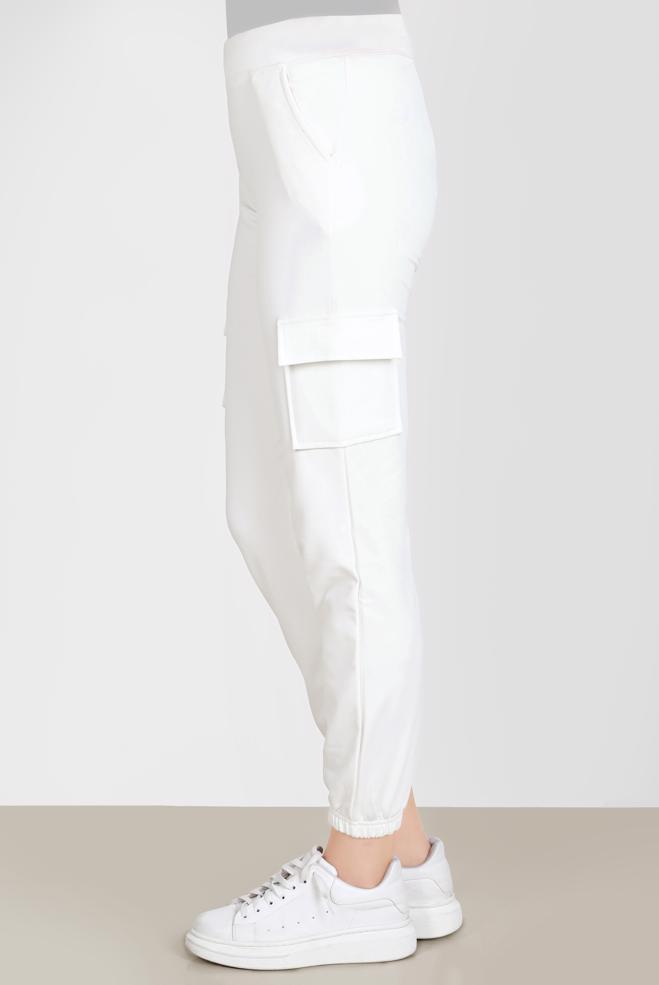 Hijab clothing WHITE POCKET DETAIL TRACKSUIT PANTS 70398  - ALVİNA