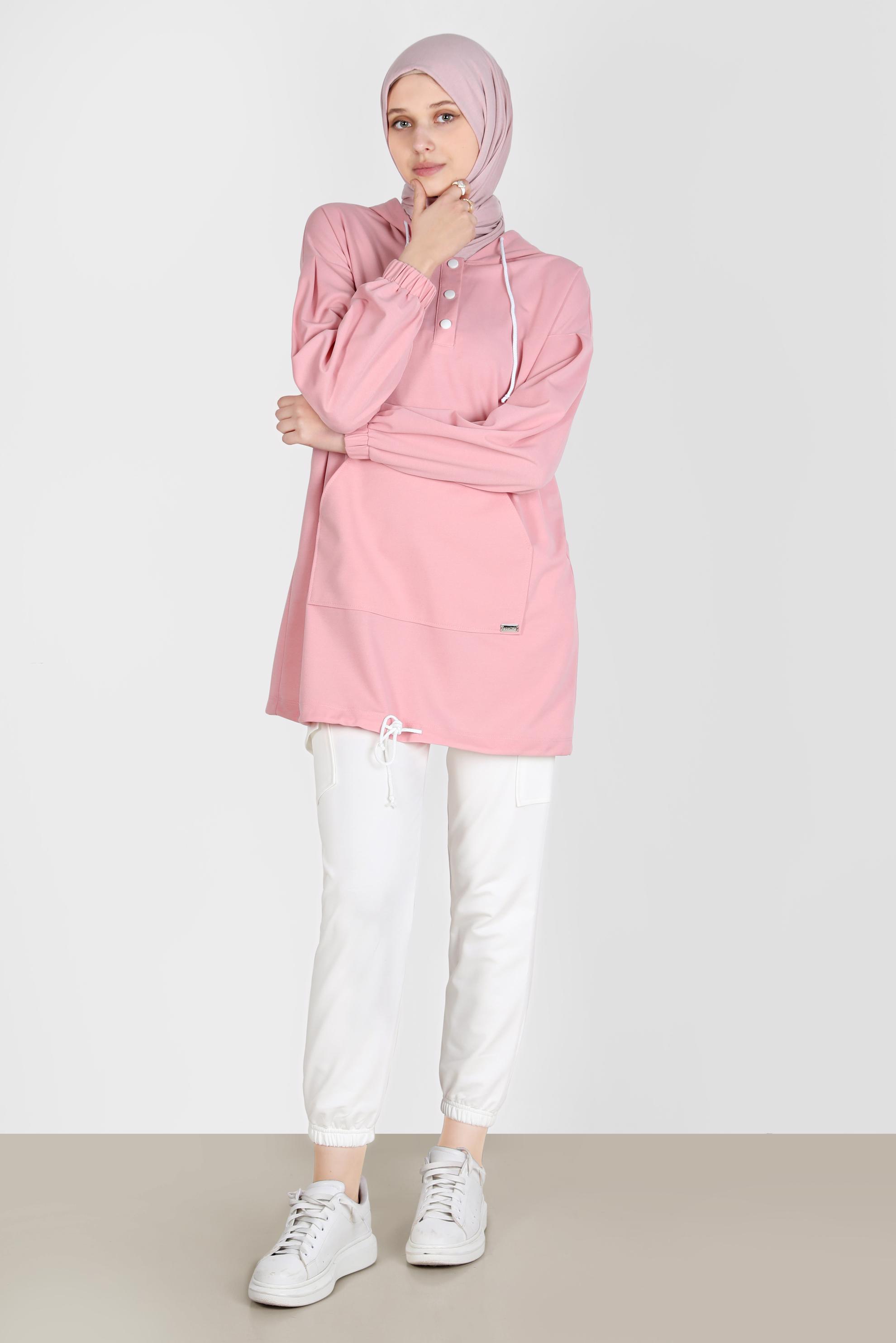 Hijab clothing WHITE POCKET DETAIL TRACKSUIT PANTS 70398 