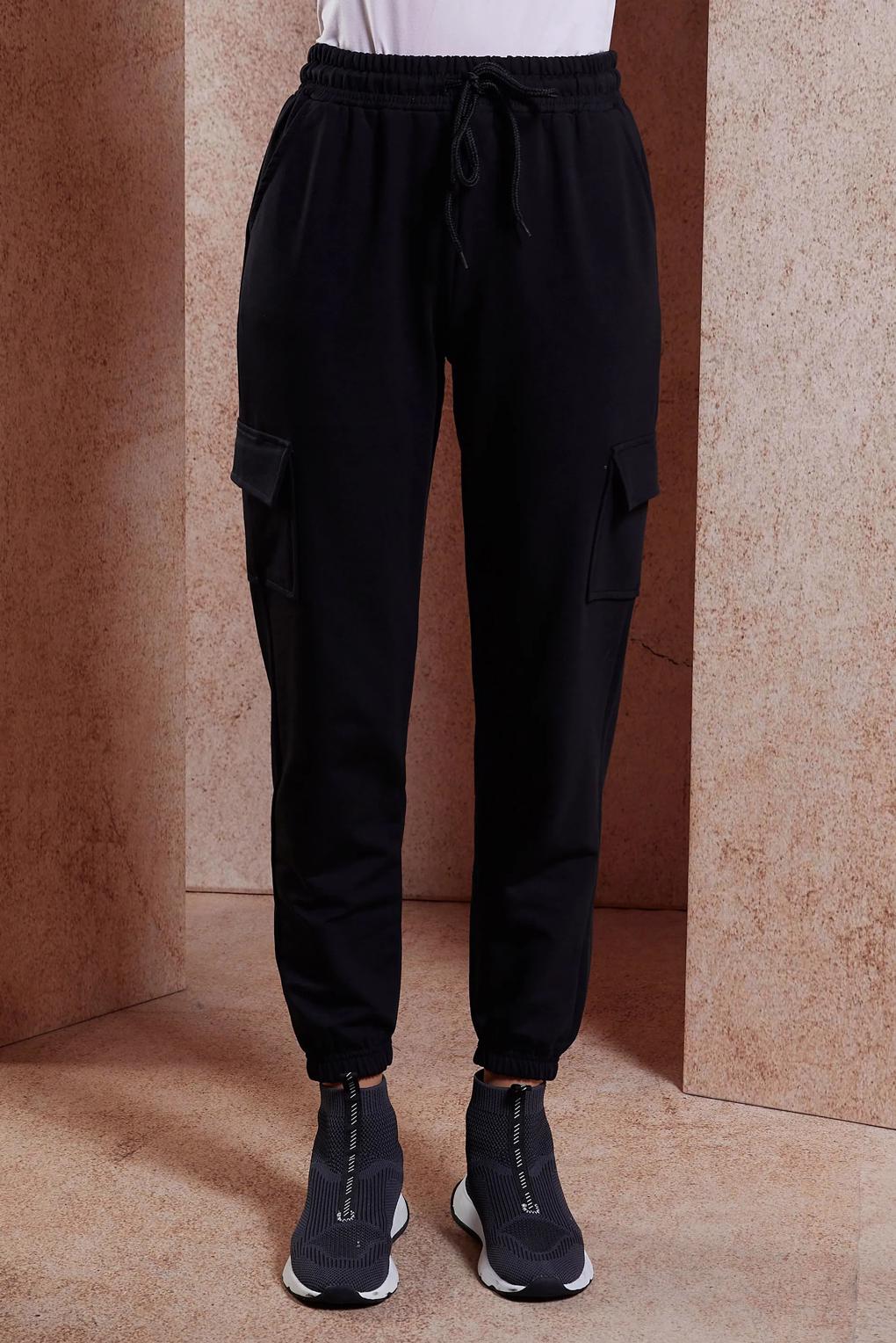 Hijab clothing BLACK POCKET DETAIL SWEATPANTS WITH ELASTIC CUFFS 70398