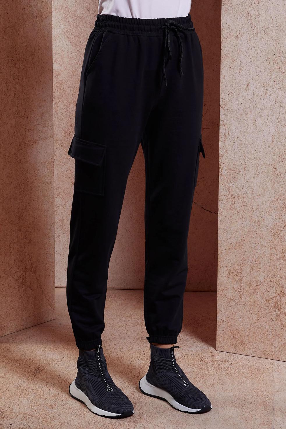 Hijab clothing BLACK POCKET DETAIL SWEATPANTS WITH ELASTIC CUFFS 70398