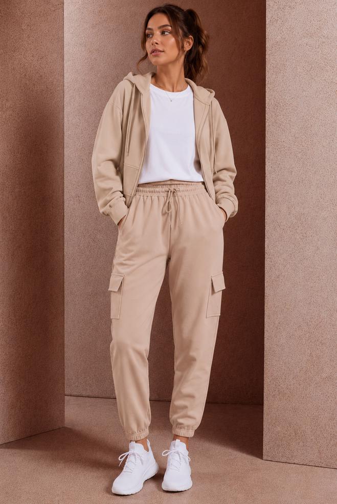 Hijab-Kleidung BEIGE JOGGINGHOSE MIT TASCHENDETAIL 70398 - ALVİNA