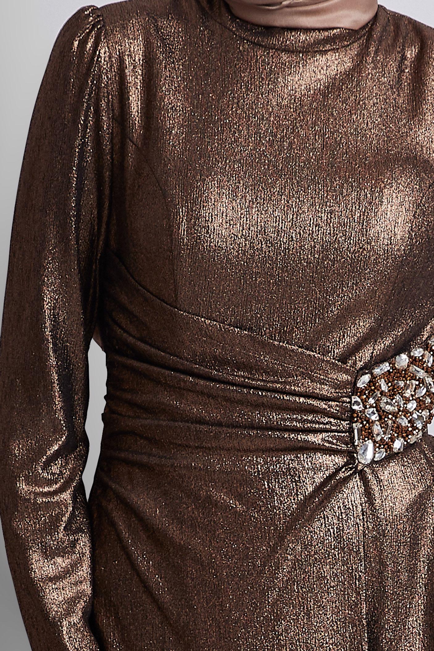 Tesettür giyim SİYAH TAŞ DETAYLI ABİYE ELBİSE 50432