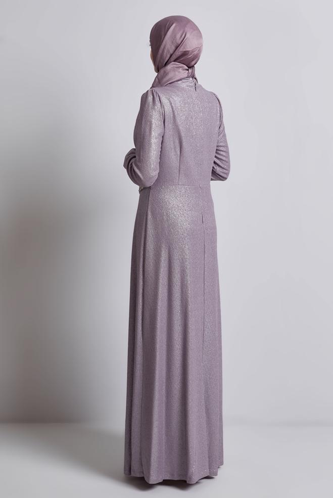 Hijab clothing PURPLE GEM DETAILED EVENING DRESS 50432 - ALVİNA