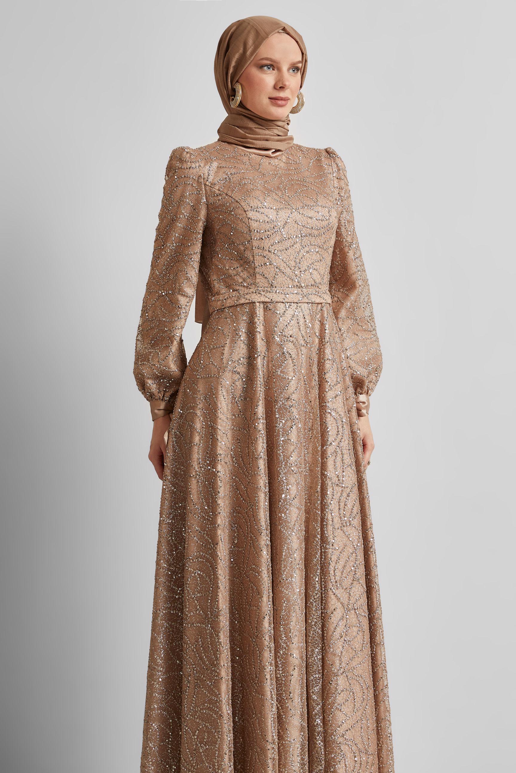 Hijab clothing GOLD GLITTER EVENING DRESS 50443