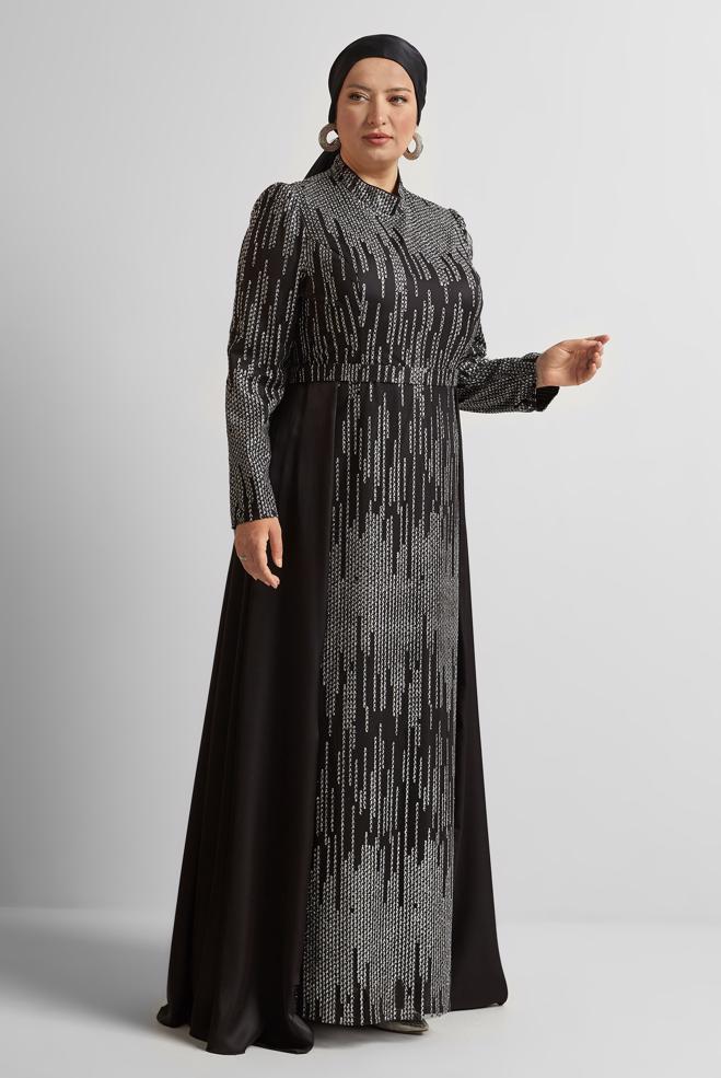 Vêtements hijab NOIR ROBE DE SOIRÉE PAILLETTE 50448 - ALVİNA