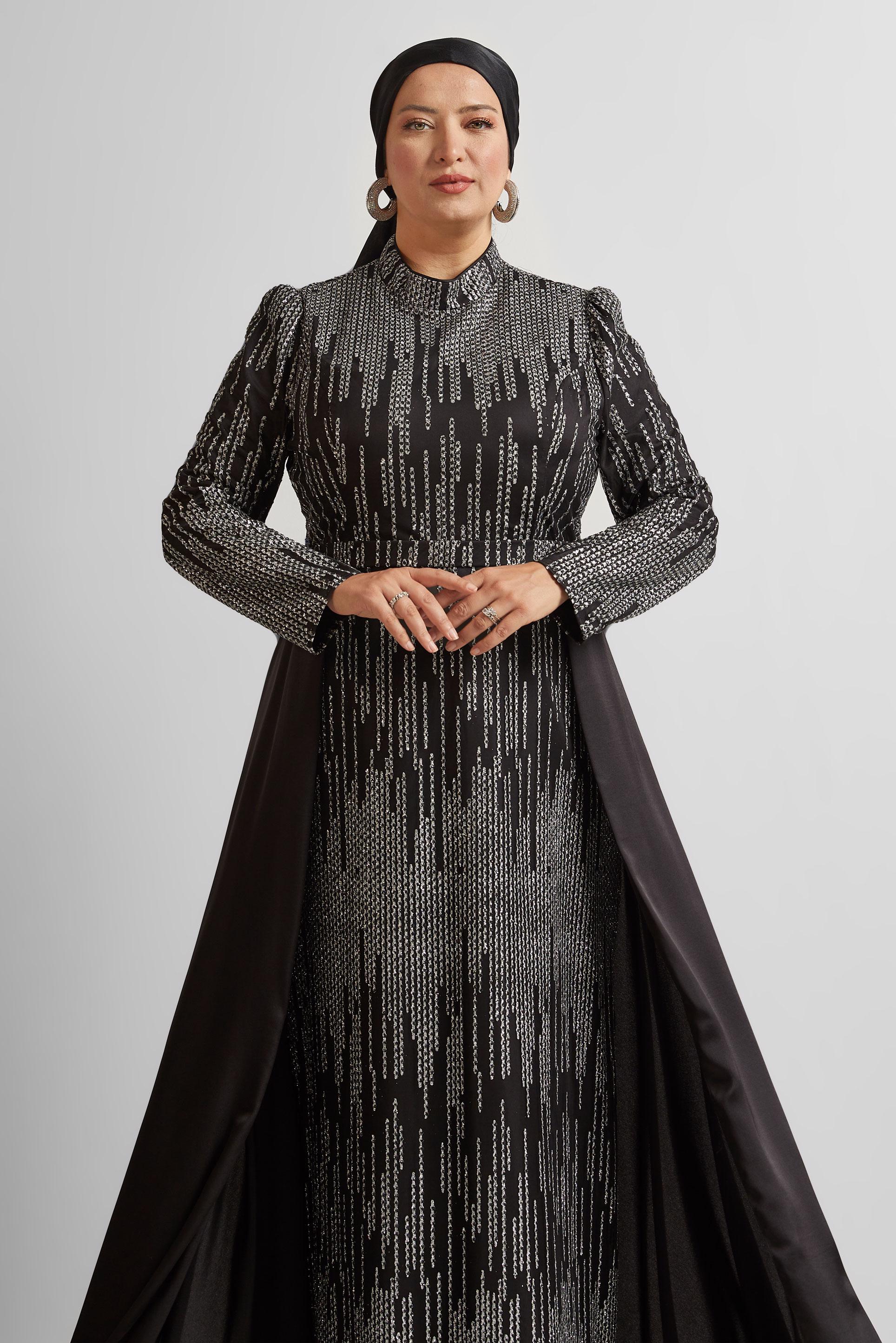 Hijab clothing BLACK GLITTER EVENING DRESS 50448