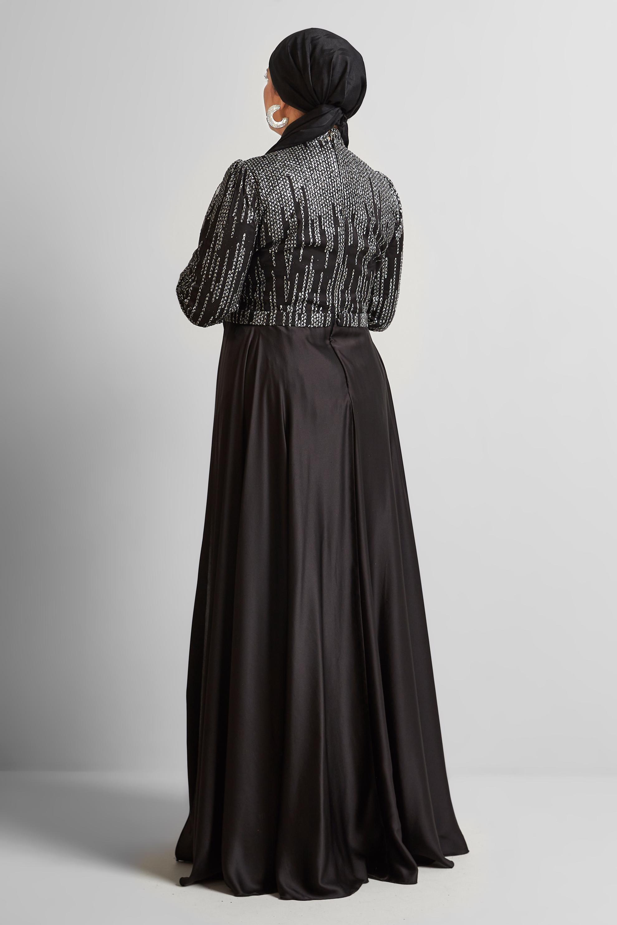 Hijab clothing BLACK GLITTER EVENING DRESS 50448