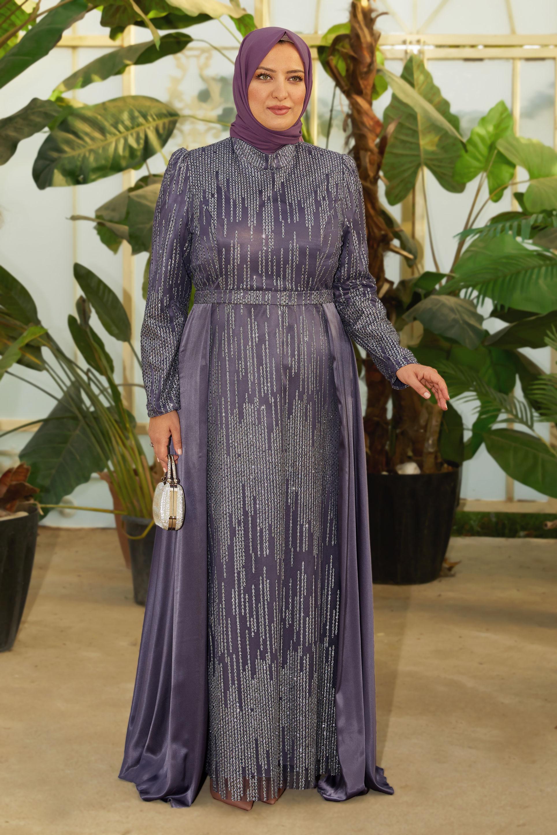 Vêtements hijab POURPRE ROBE DE SOIRÉE PAILLETTE 50448