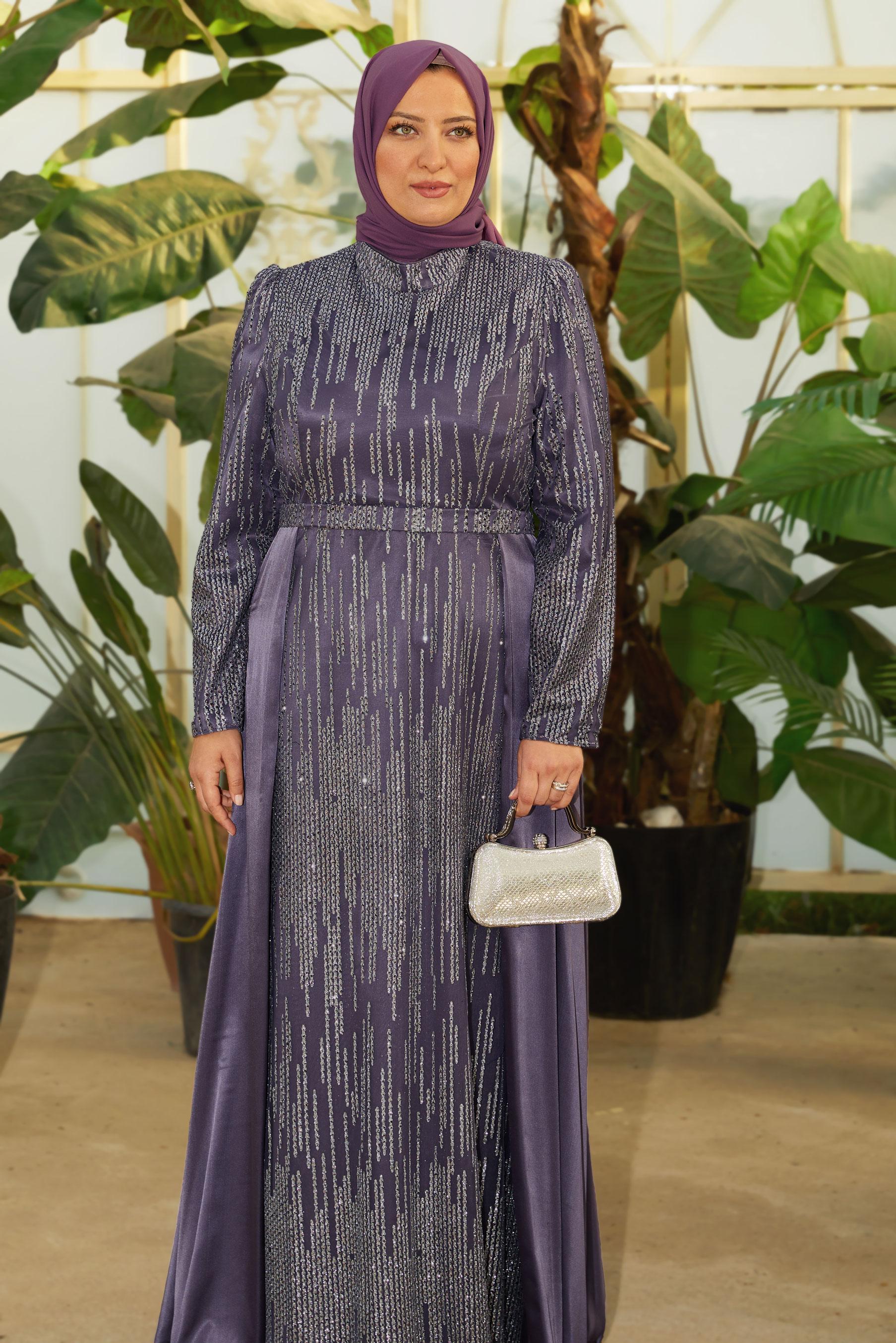 Vêtements hijab POURPRE ROBE DE SOIRÉE PAILLETTE 50448