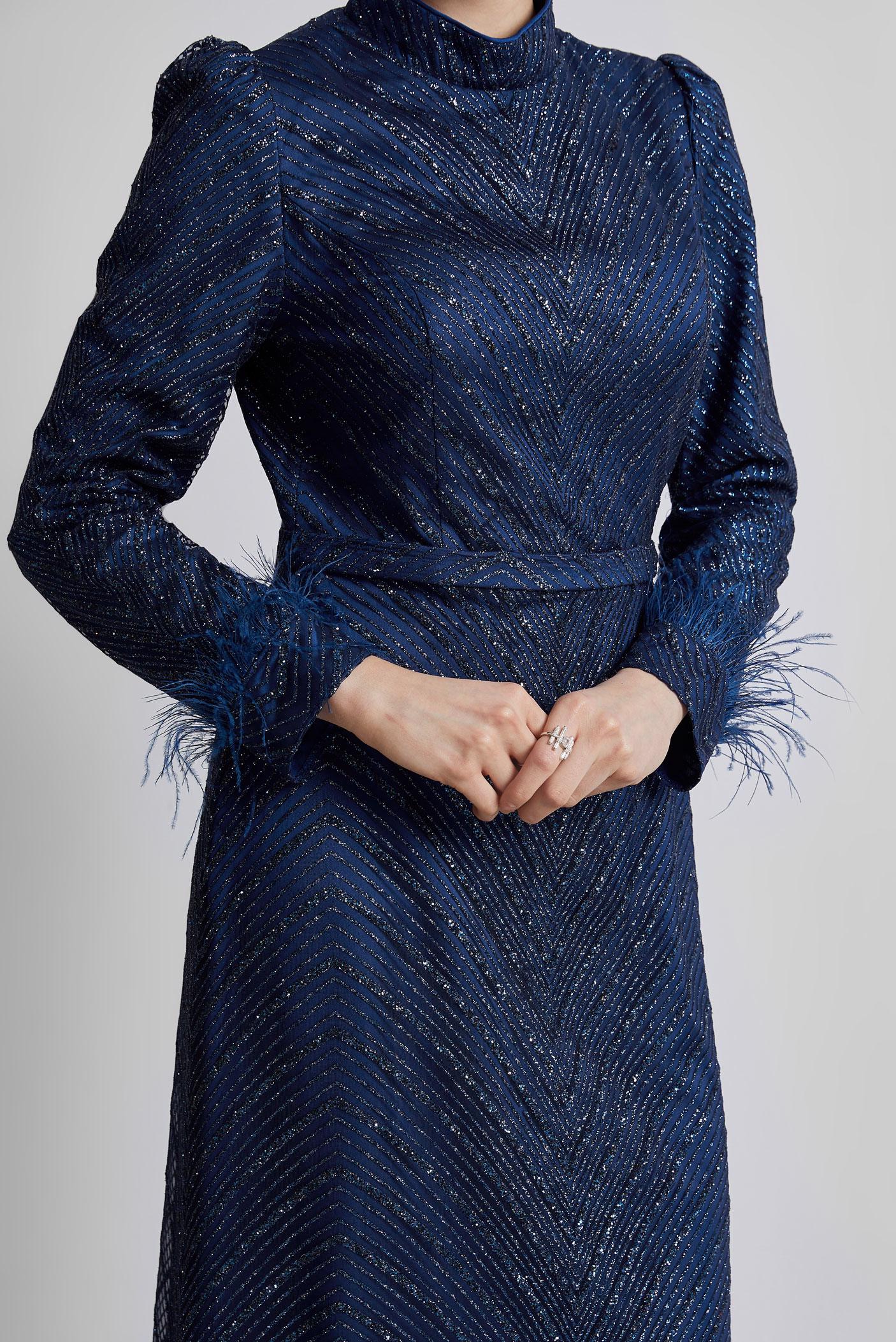 Hijab clothing NAVY BLUE GLITTERY EVENING DRESS 50449