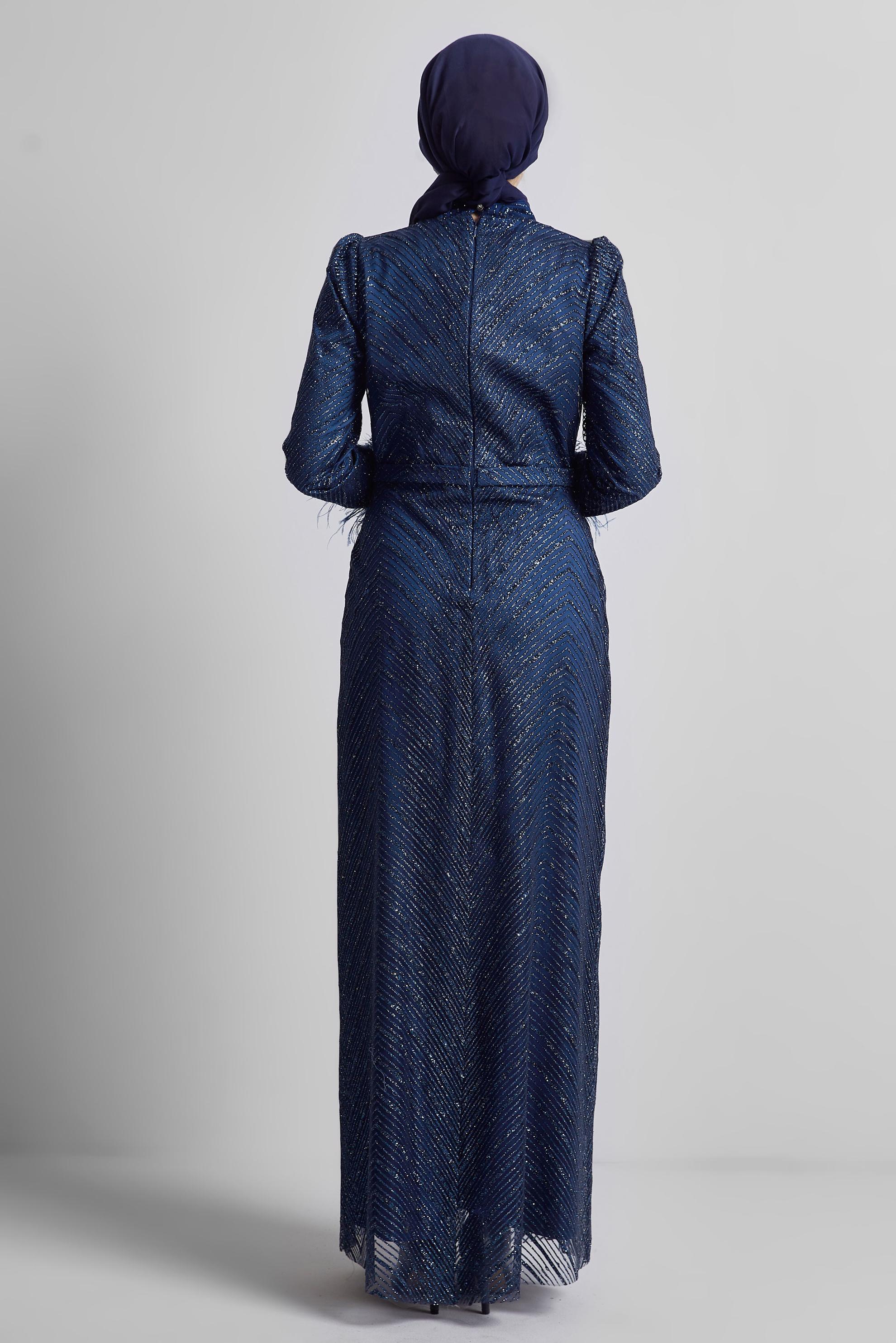 Hijab clothing NAVY BLUE GLITTERY EVENING DRESS 50449