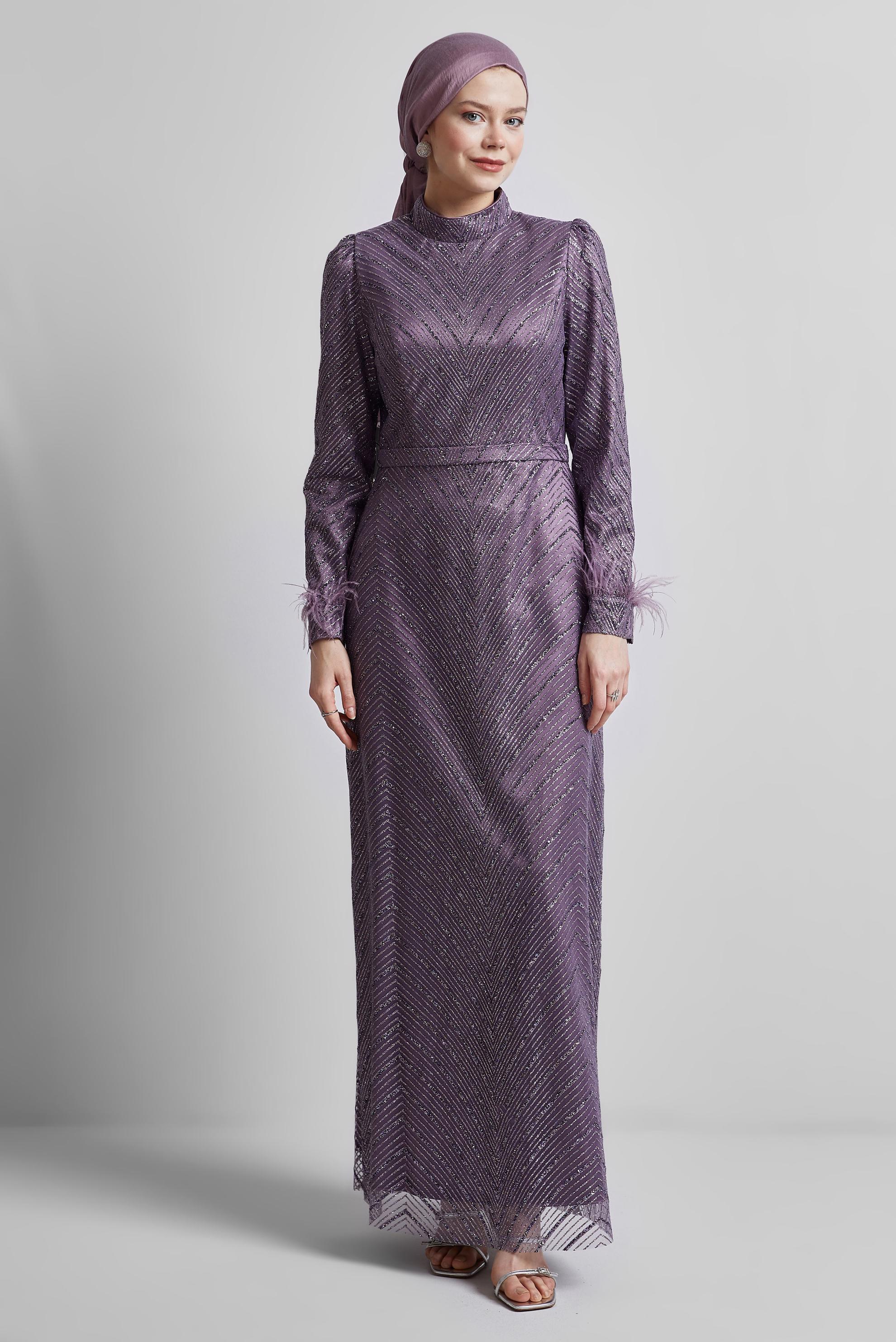 Hijab clothing PURPLE GLITTERY EVENING DRESS 50449
