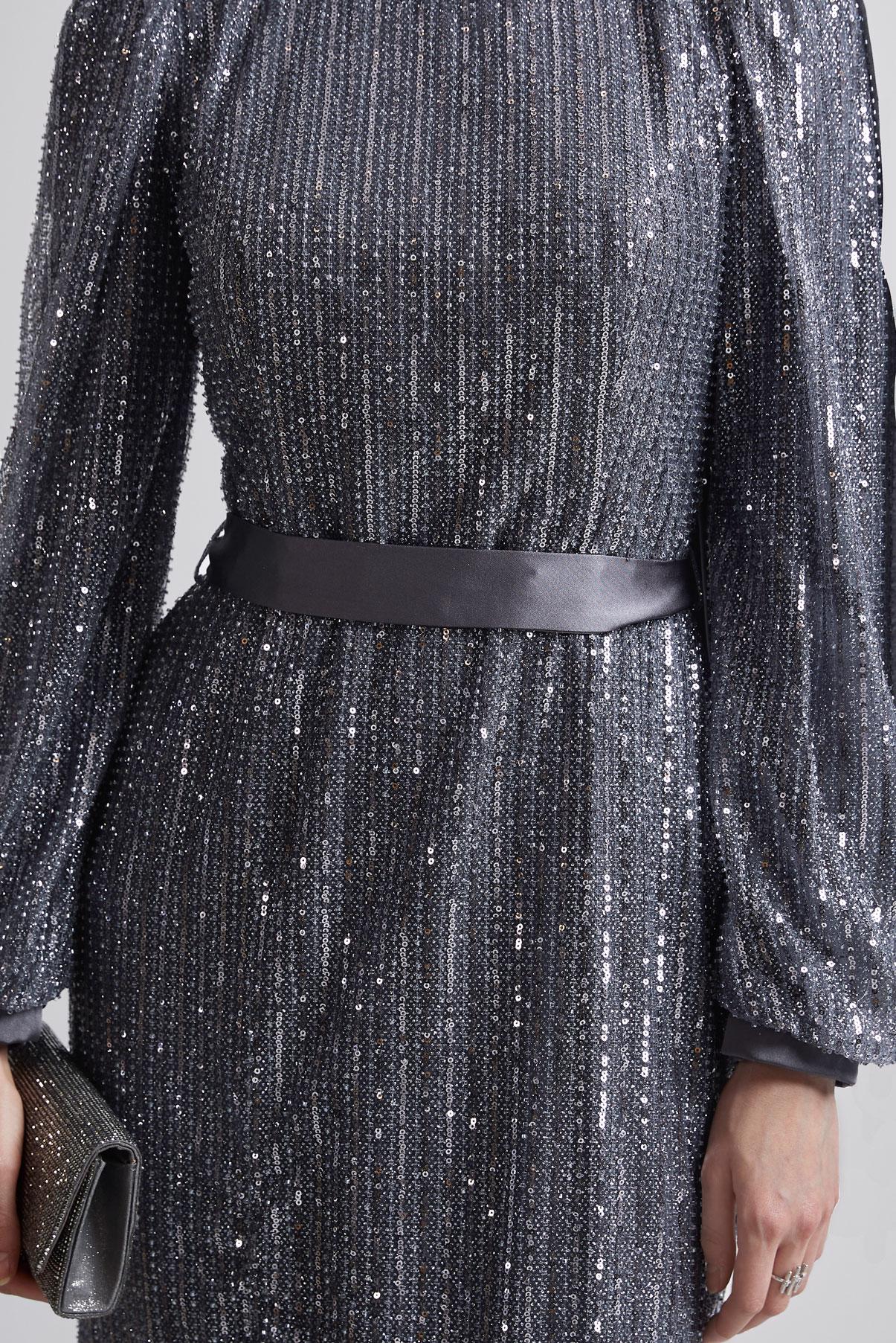 Vêtements hijab GRIS ROBE DE SOIRÉE À PAILLETTES 50502
