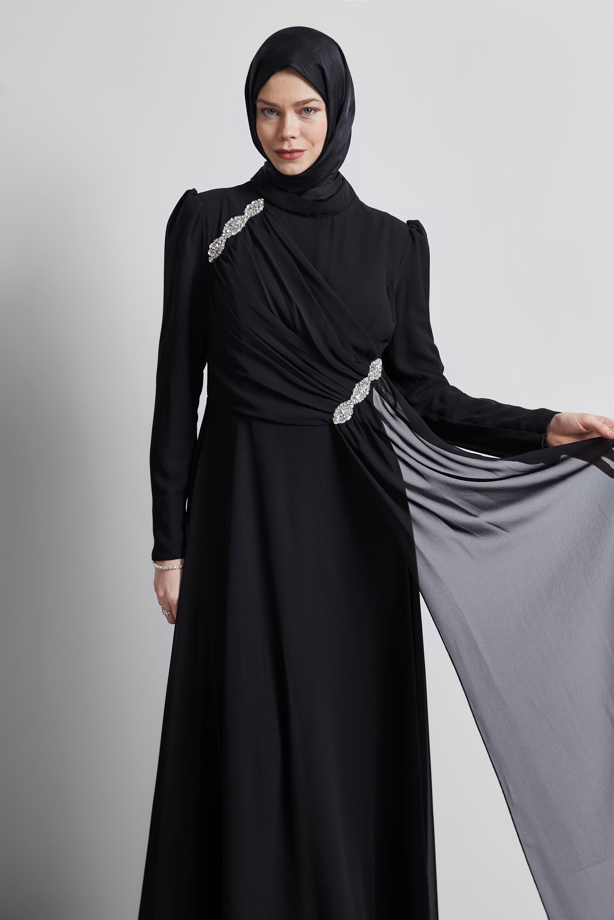 Vêtements hijab NOIR ROBE DE SOIRÉE EN MOUSSELINE 50503