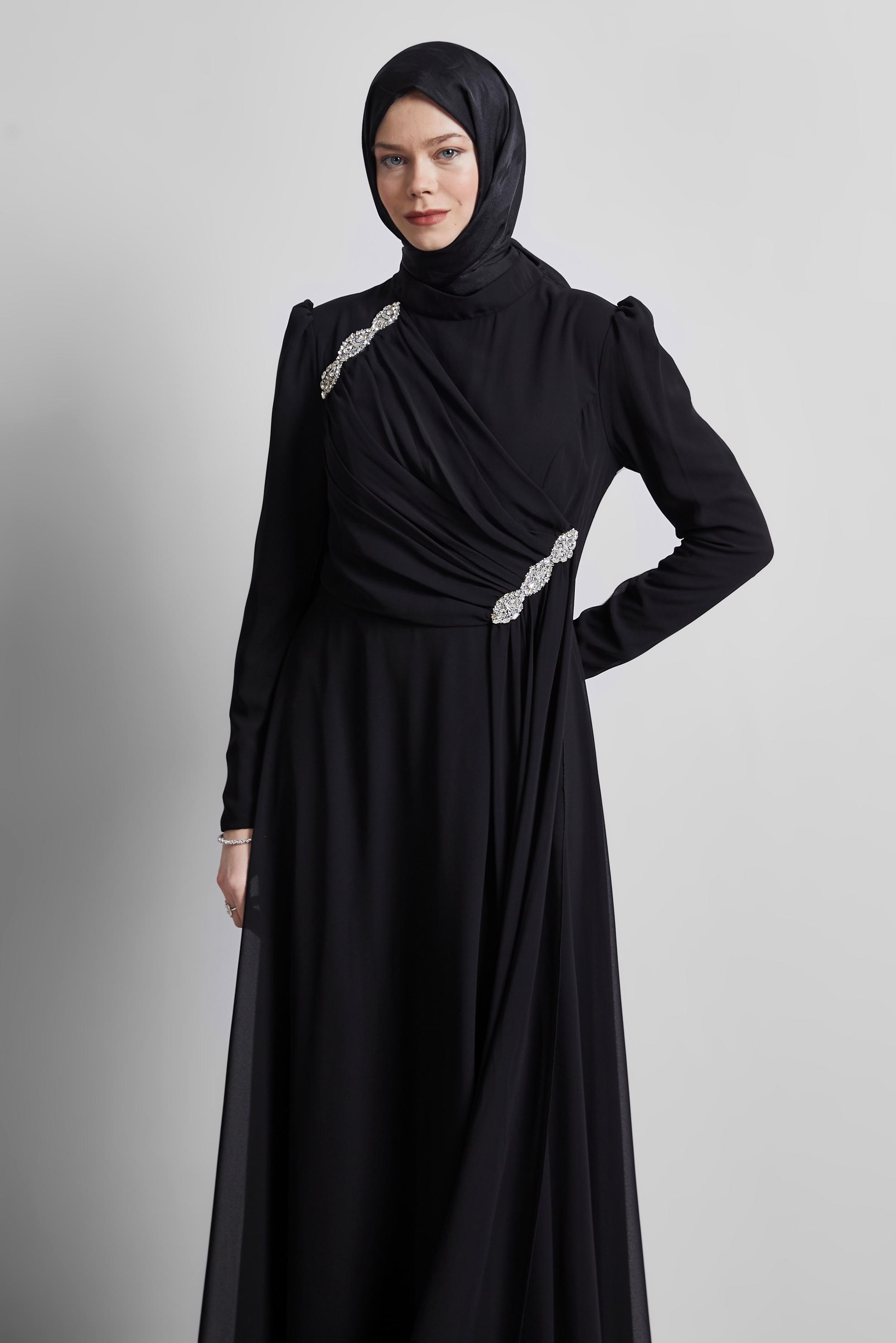 Vêtements hijab NOIR ROBE DE SOIRÉE EN MOUSSELINE 50503