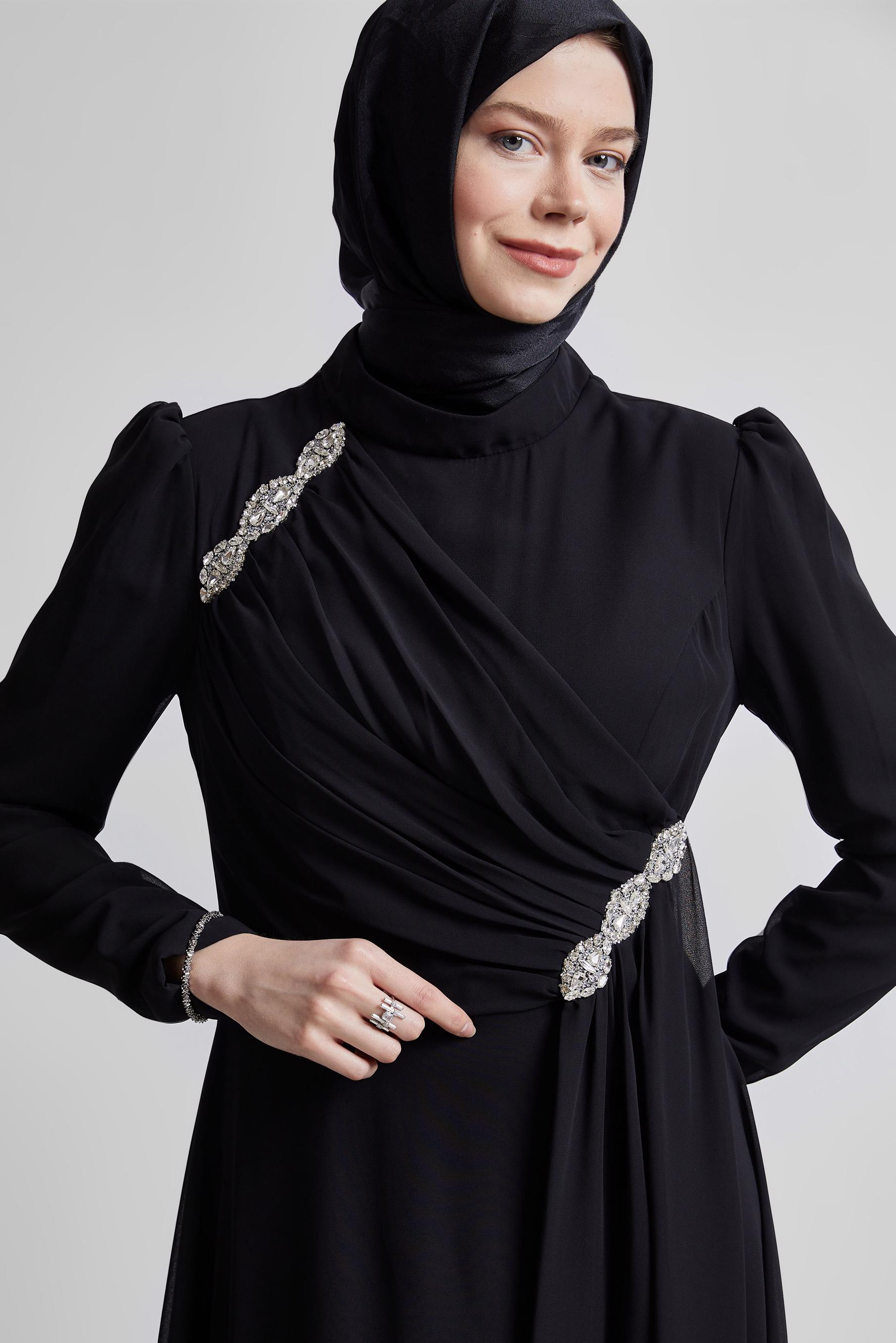 Vêtements hijab NOIR ROBE DE SOIRÉE EN MOUSSELINE 50503