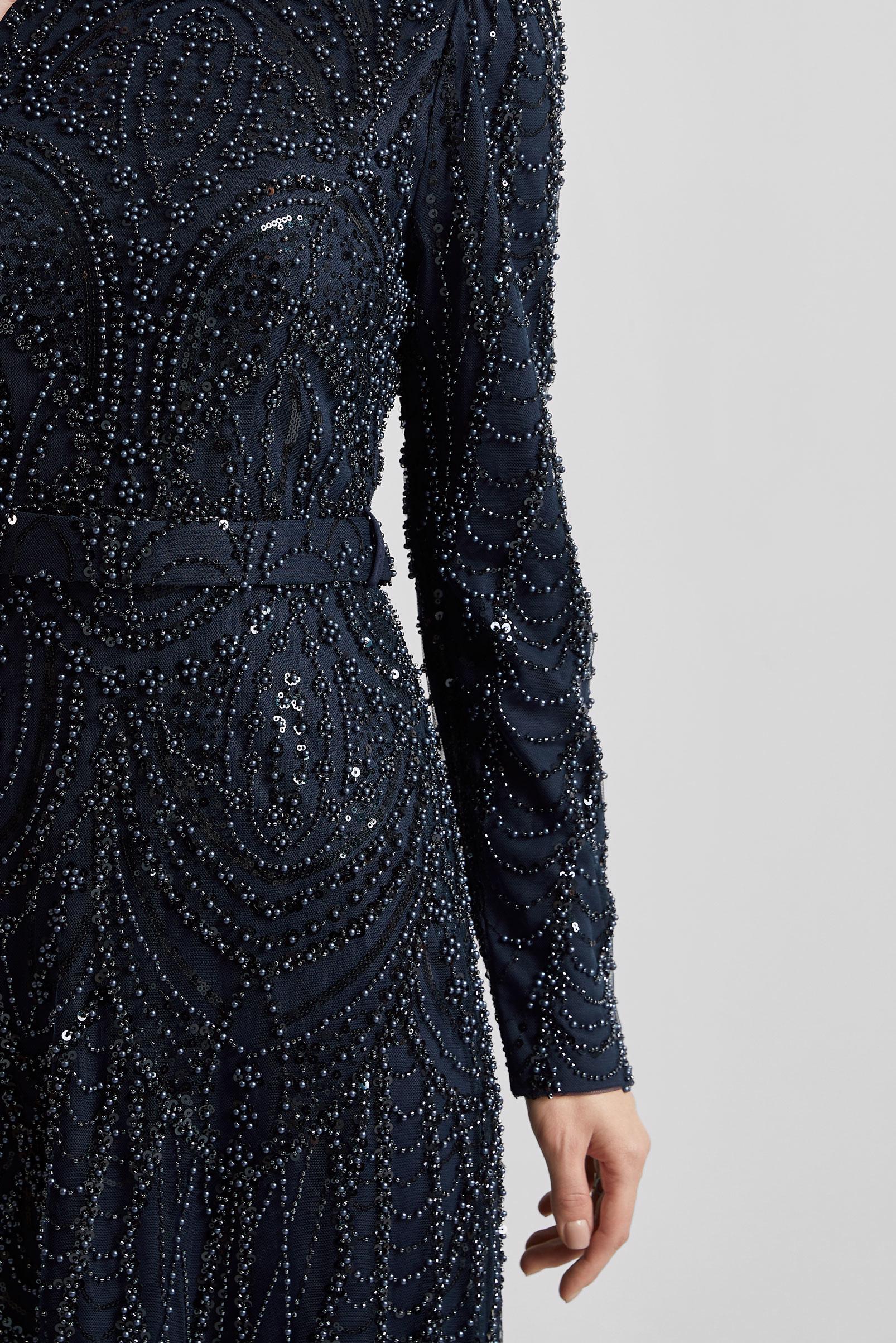 Tesettür giyim LACİVERT PAYETLİ ABİYE ELBİSE 50512