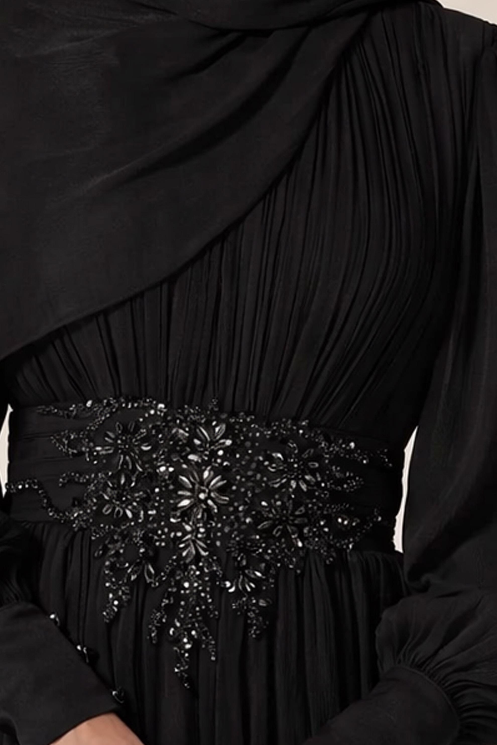 Hijab clothing BLACK 50523 LORA ABİYE ELBİSE 38-46 TEK40