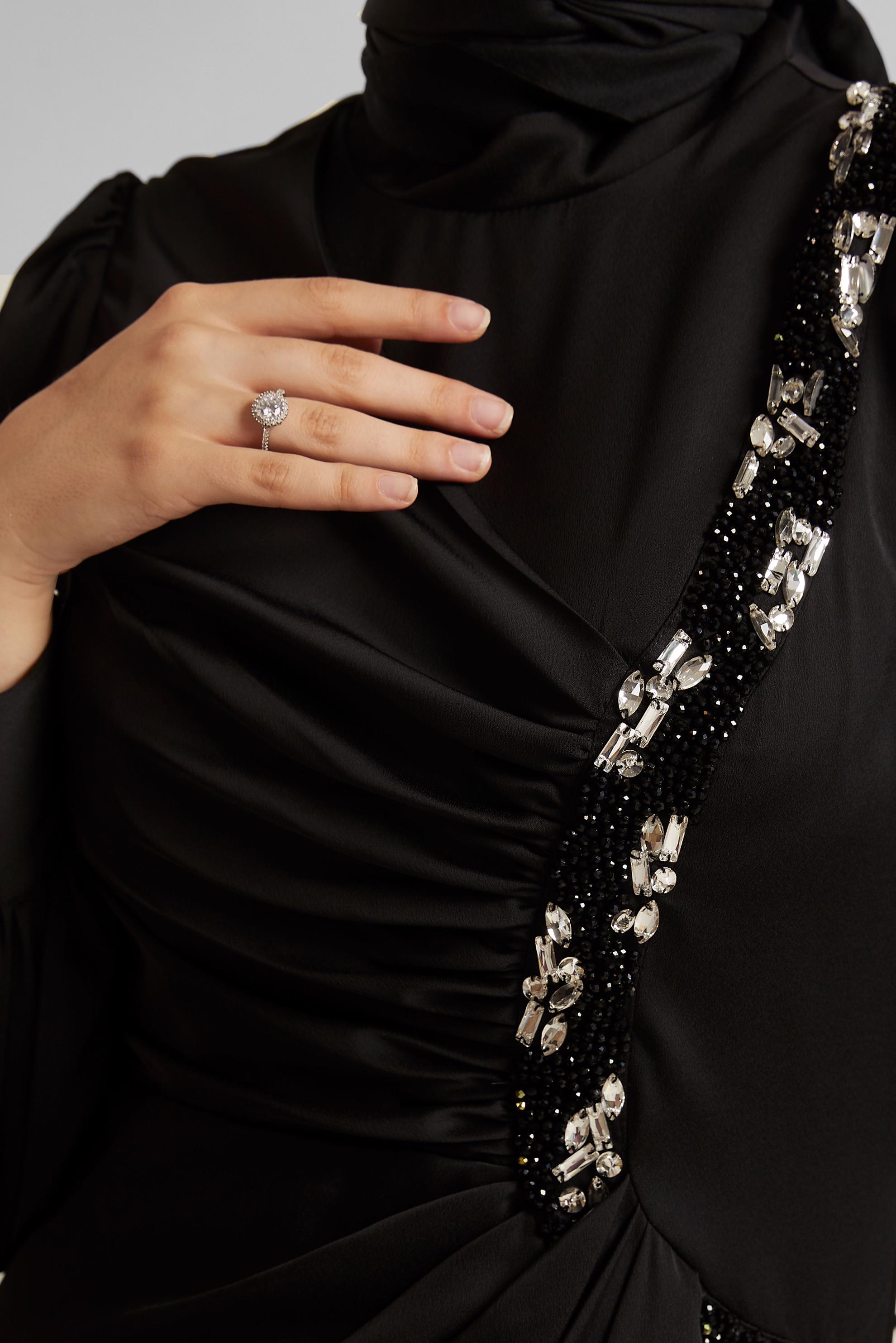 Tesettür giyim SİYAH TAŞLI SATEN ABİYE ELBİSE 50524