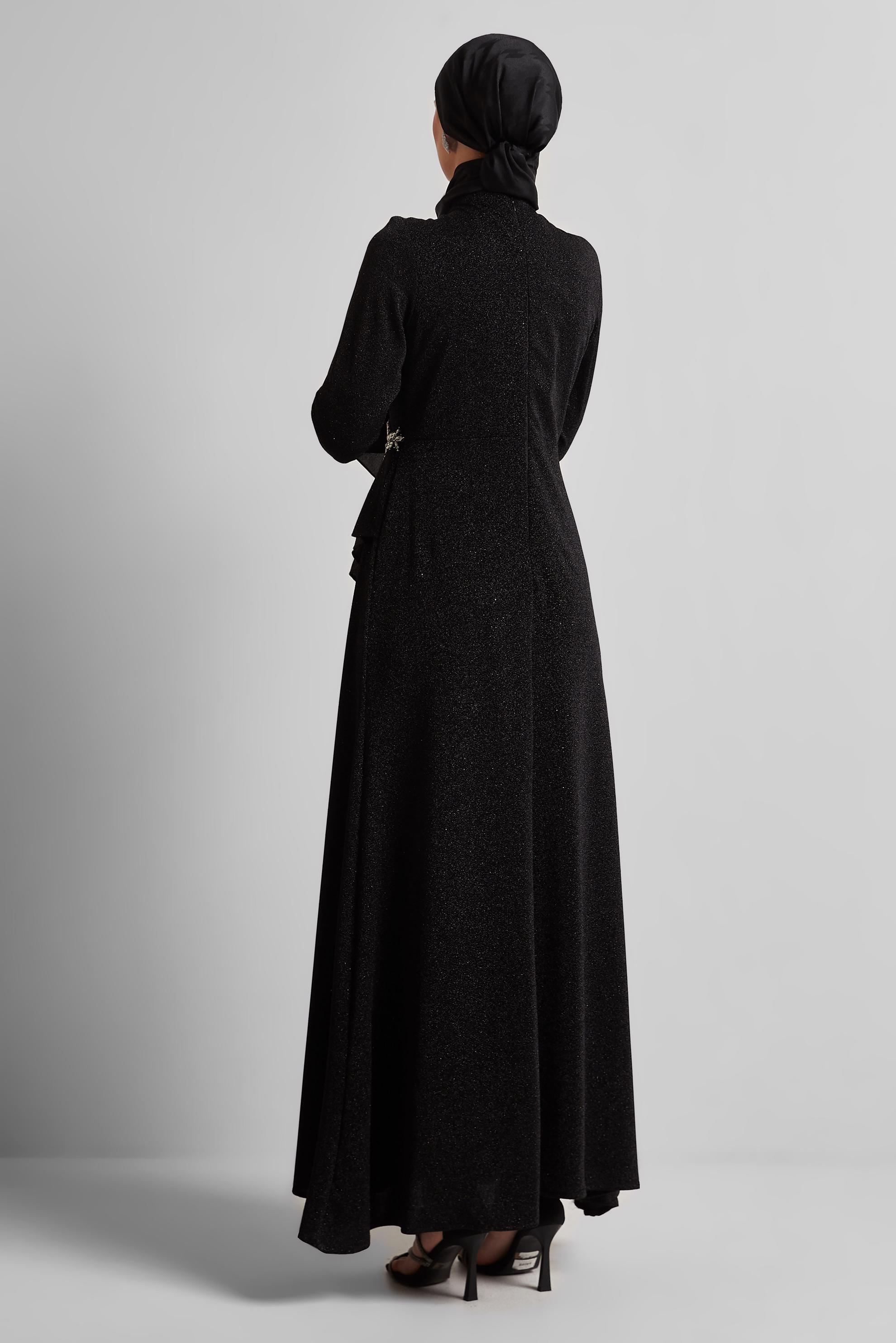 Tesettür giyim SİYAH SİMLİ ABİYE ELBİSE 50526