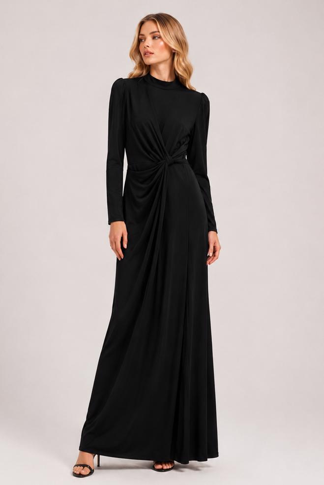 Vêtements hijab NOIR 50529 CORERA ABİYE ELBİSE 38-44 TEK40 - ALVİNA