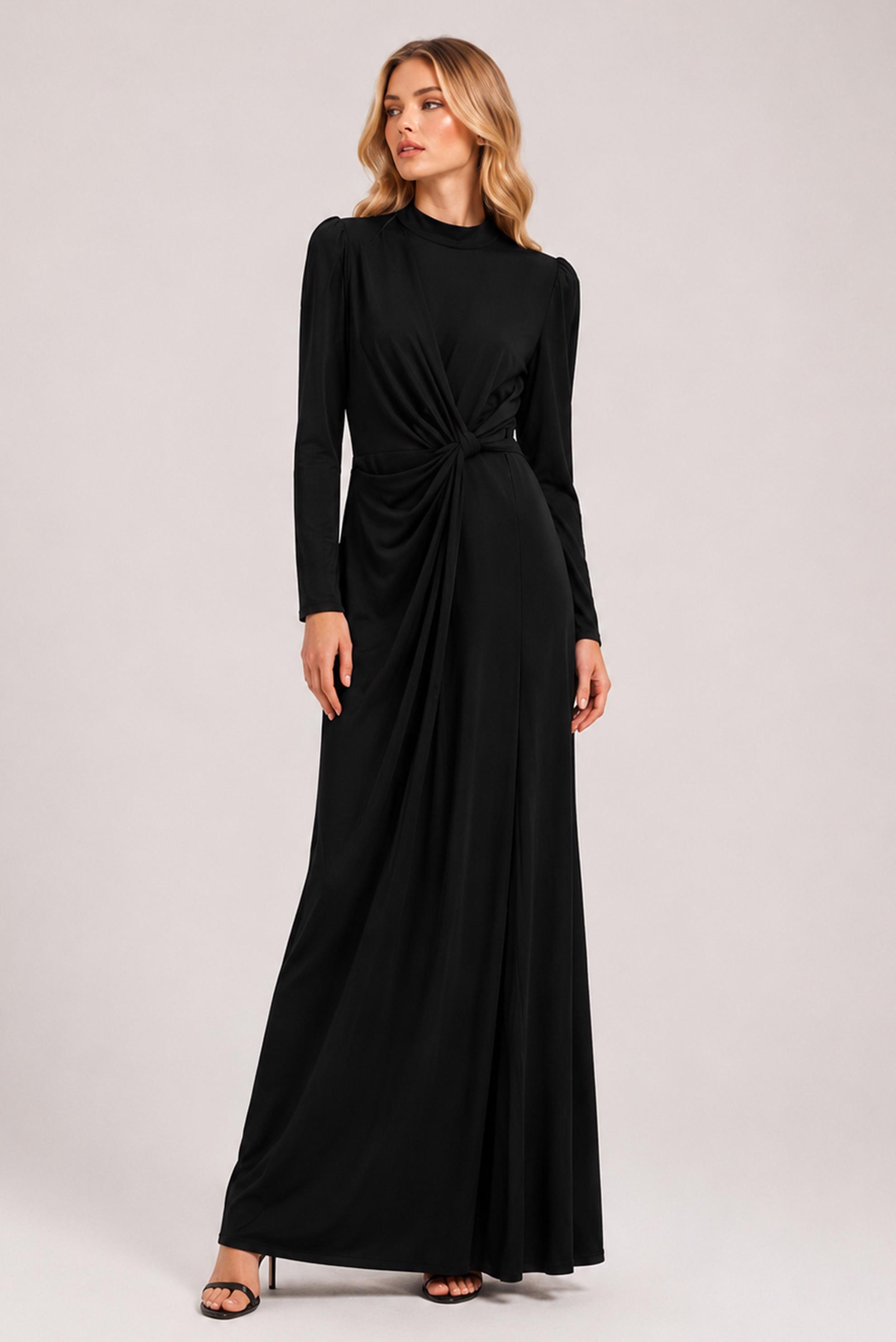 Vêtements hijab NOIR ROBE DE SOIRÉE DÉTAIL DRAPÉ 50529