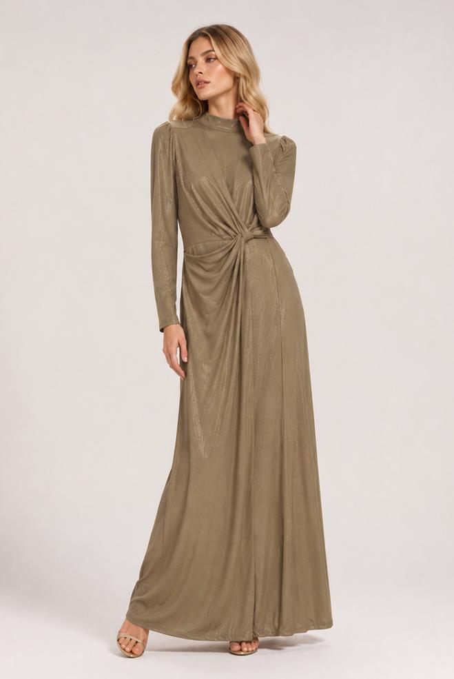 Vêtements hijab BEIGE 50529 CORERA ABİYE ELBİSE 38-44 TEK40 - ALVİNA