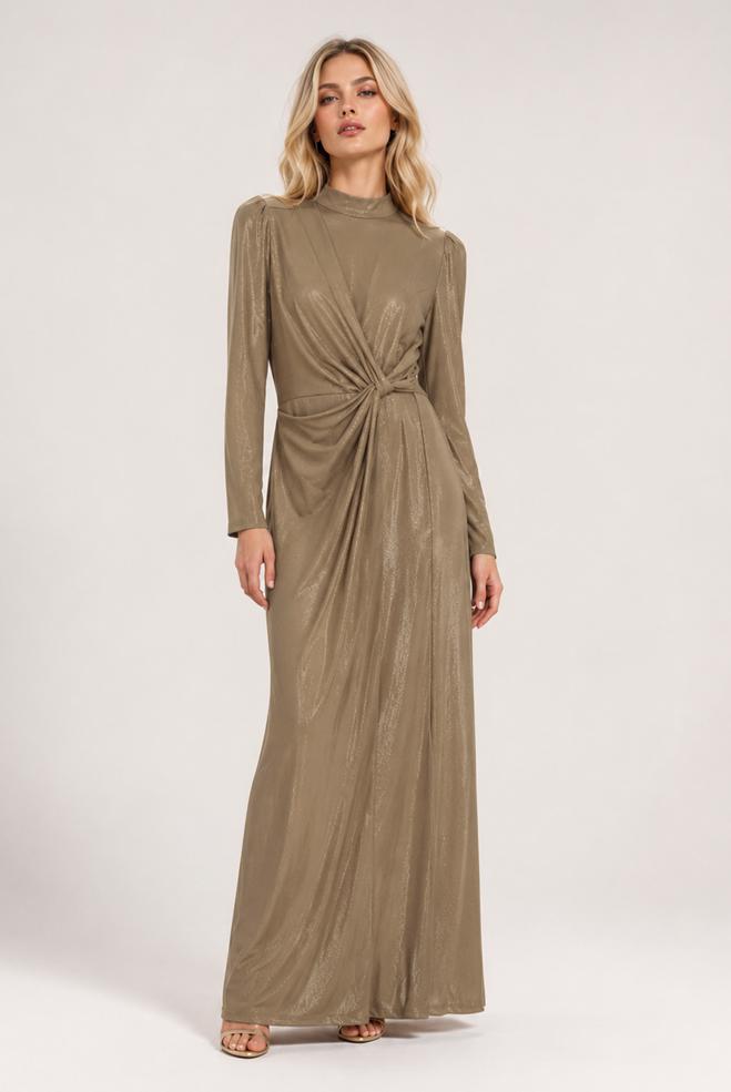 Vêtements hijab BEIGE 50529 CORERA ABİYE ELBİSE 38-44 TEK40 - ALVİNA