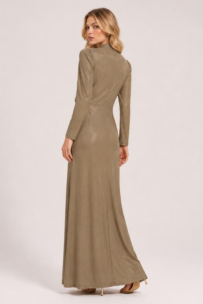 Vêtements hijab BEIGE 50529 CORERA ABİYE ELBİSE 38-44 TEK40 - ALVİNA