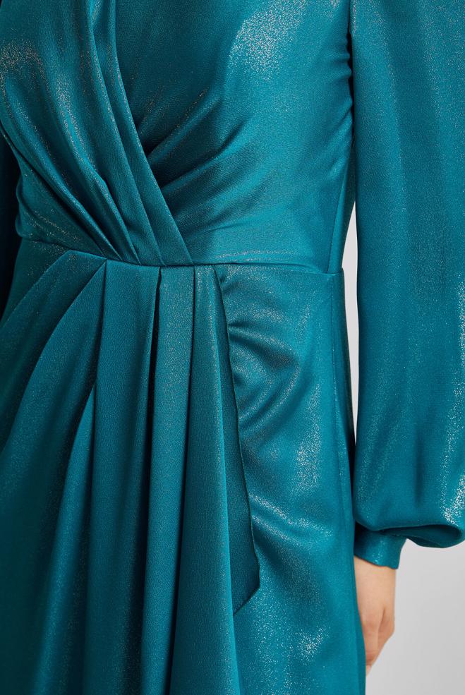 Vêtements hijab BLEU ROBE DE SOIRÉE DÉTAILLÉE À VOLANTS 50533 - ALVİNA