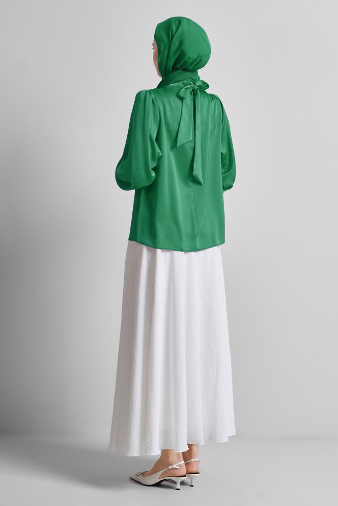 Vêtements hijab BEIGE 44711 BABİL SATEN BLUZ 38-44 TEK40 - ALVİNA