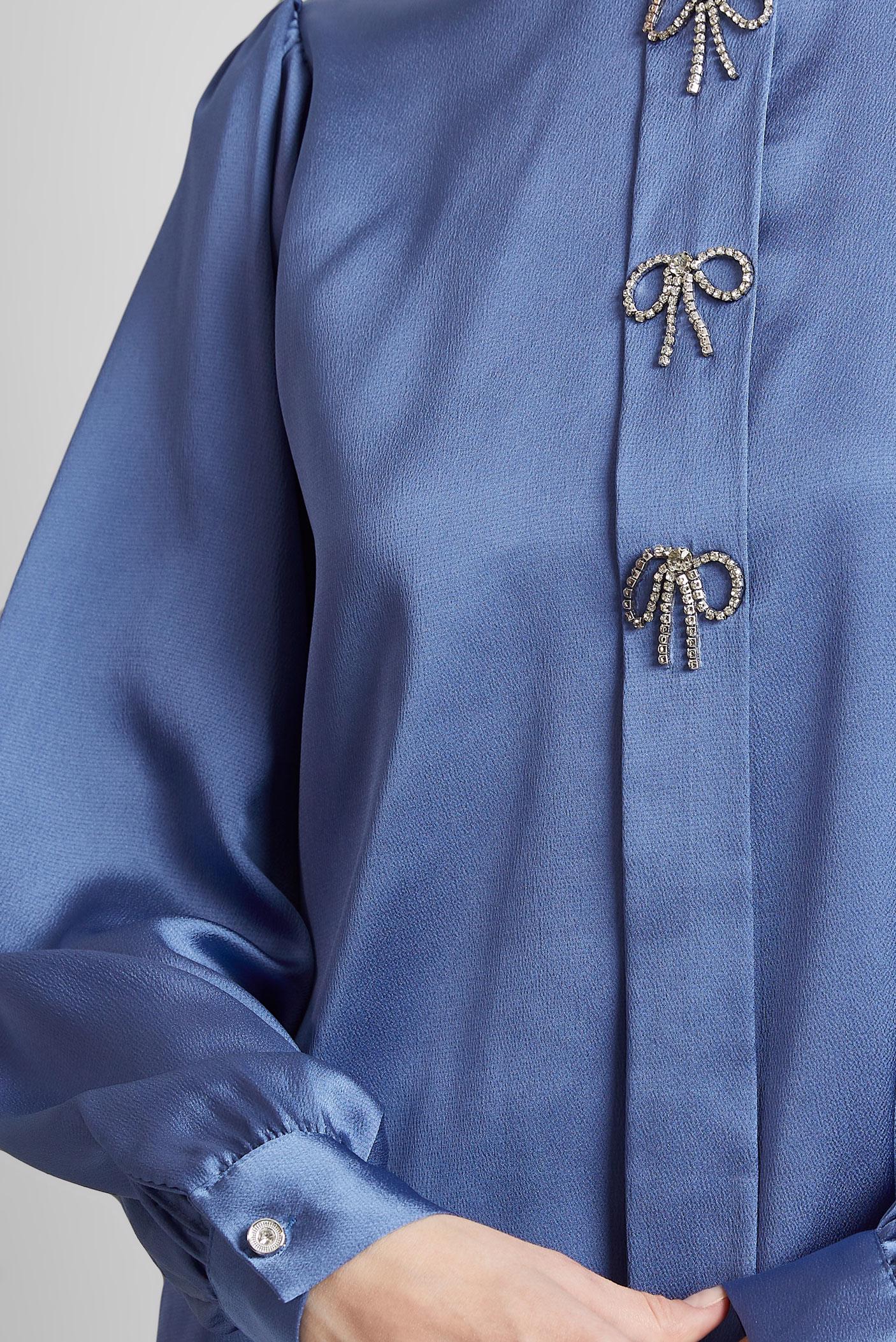 Tesettür giyim LACİVERT TAŞLI SATEN BLUZ 44711