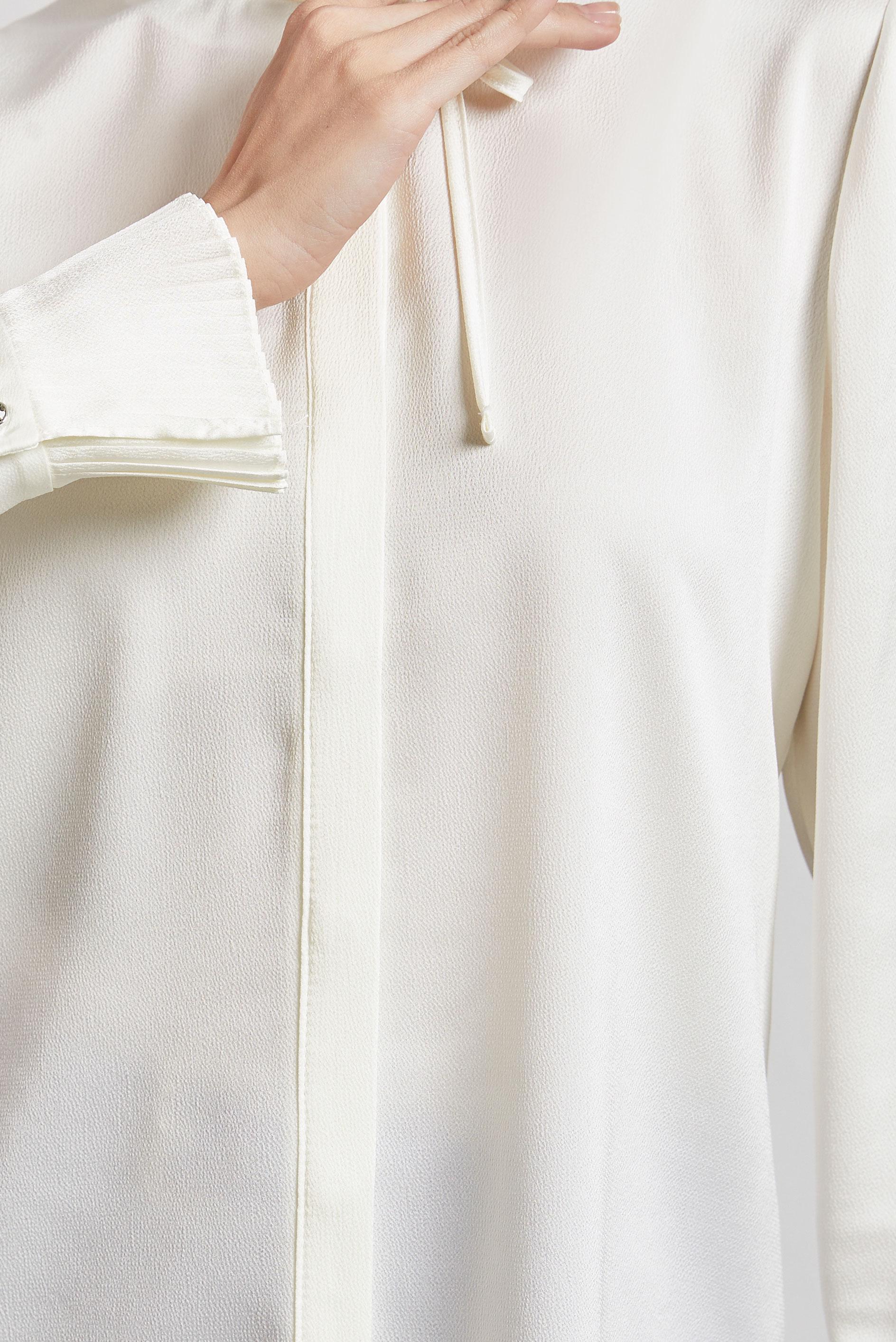 Tesettür giyim BEYAZ YAKASI BAĞCIKLI SATEN BLUZ 44762